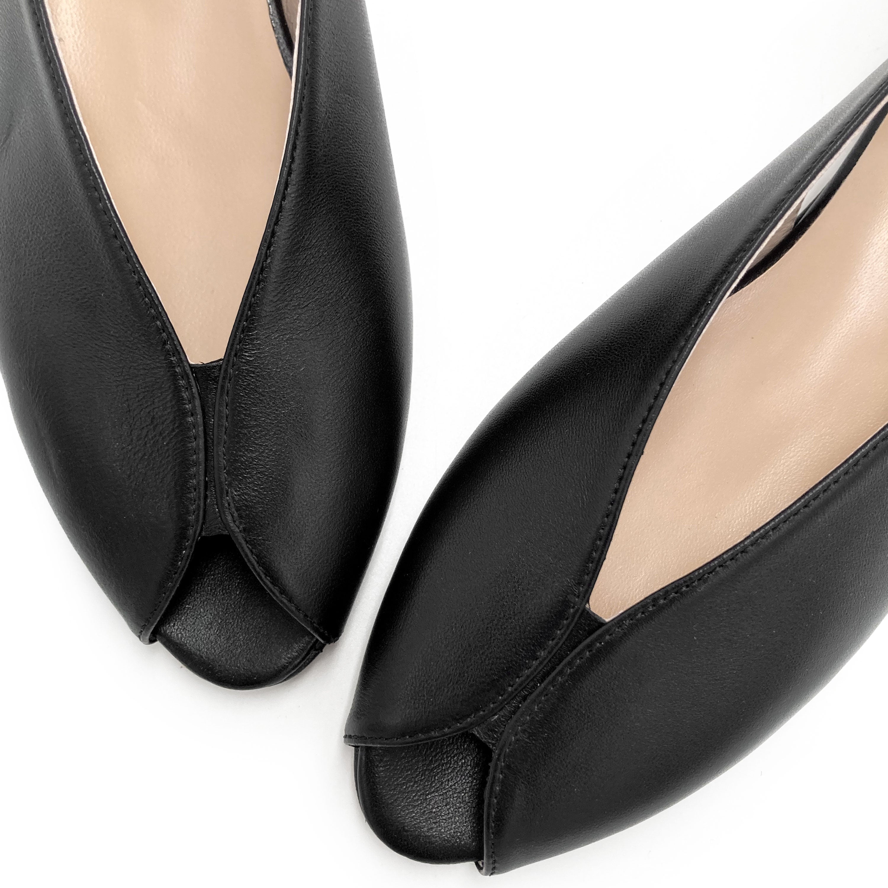 Slingbacks open toe en cuir noir