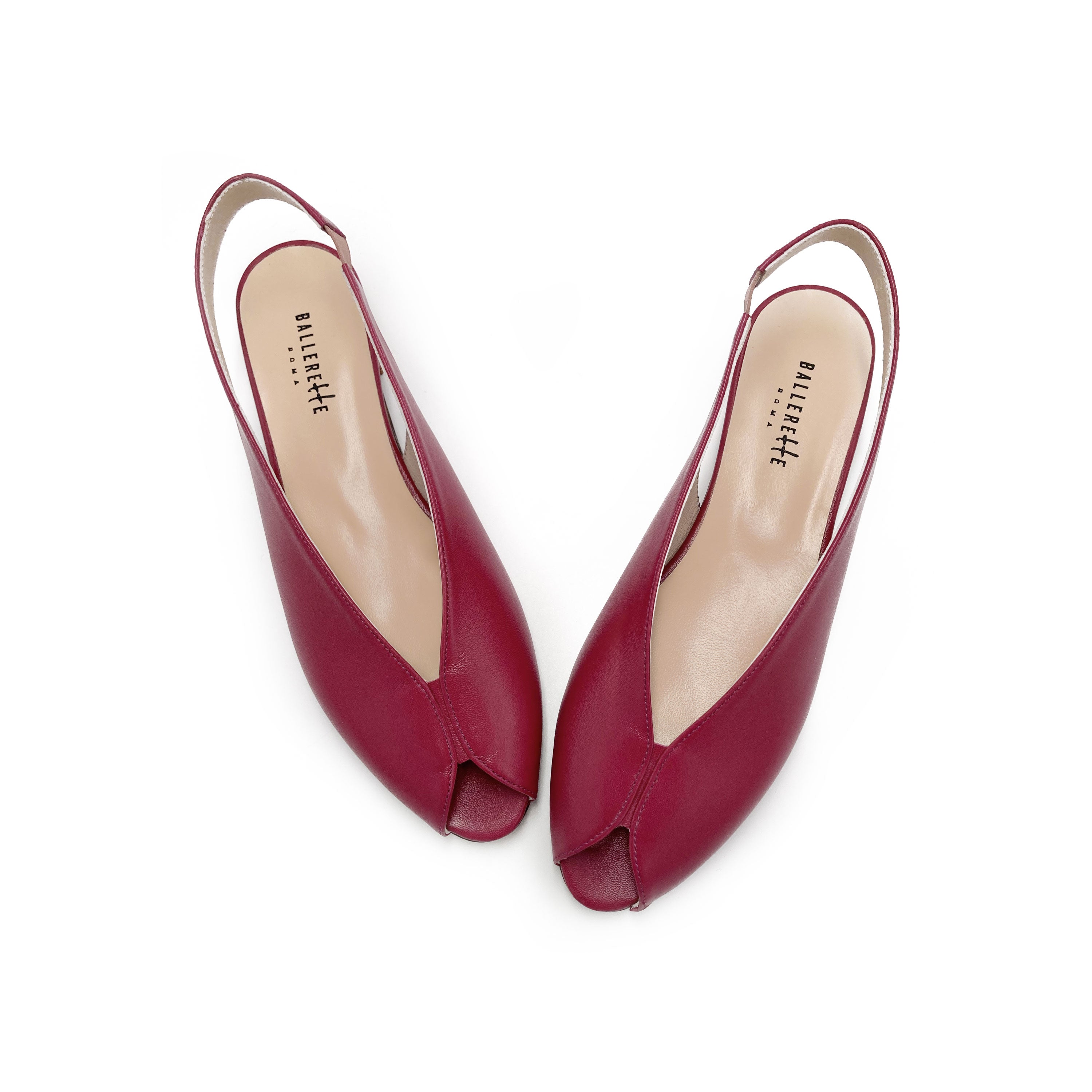 Fuchsia leather open-toe slingbacks