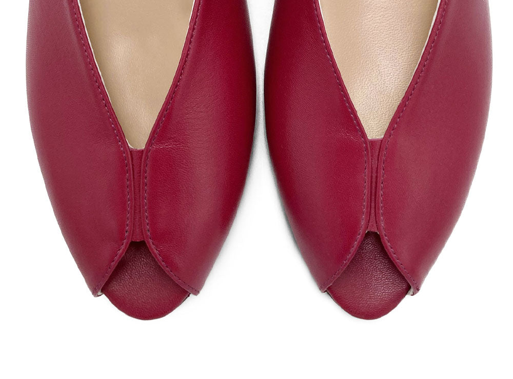 Slingbacks open toe en cuir fuchsia