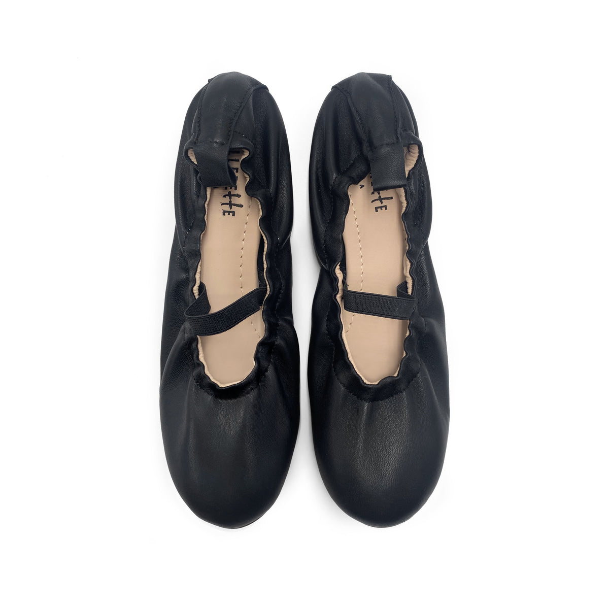 Ballerines montantes en cuir noir à bride élastique