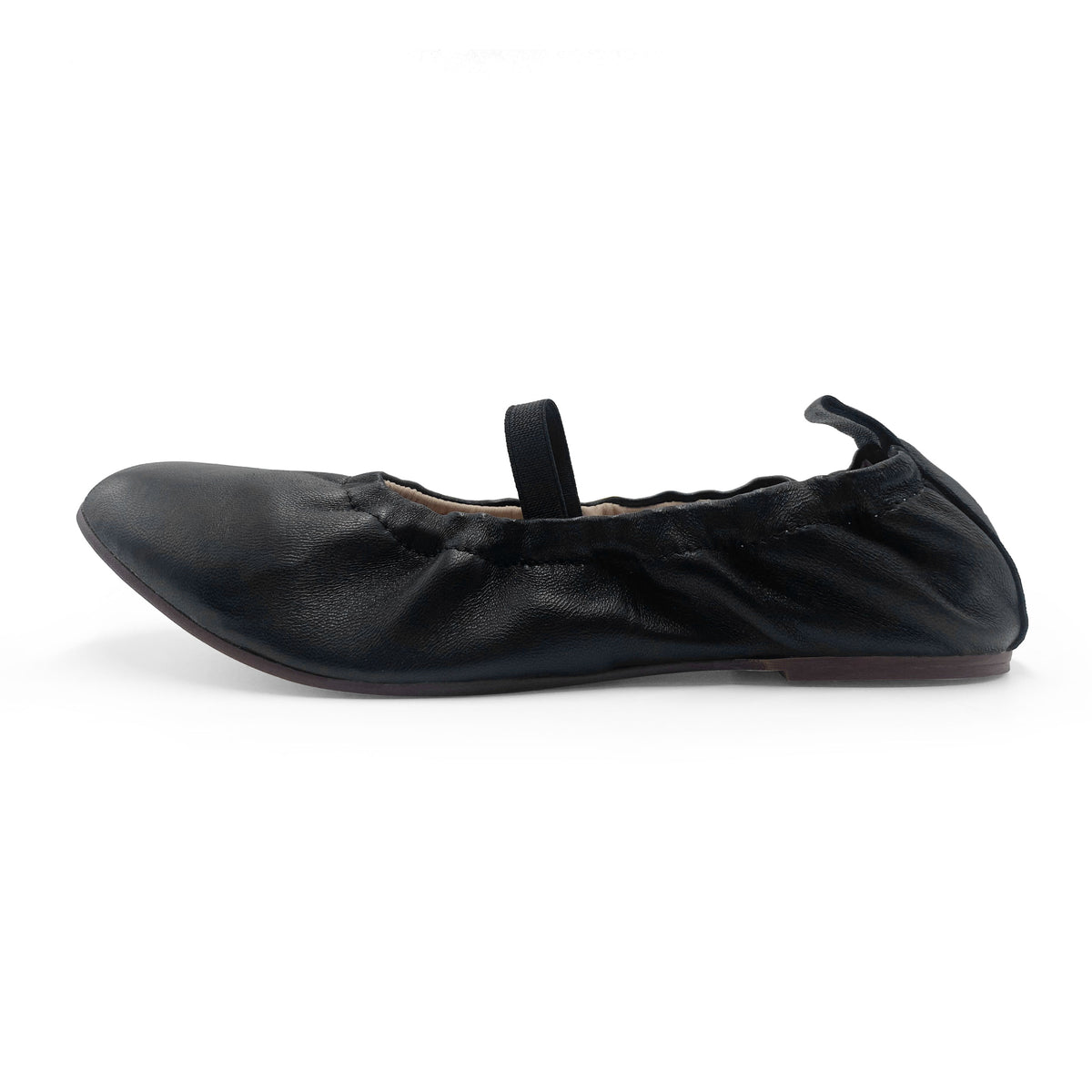 Ballerines montantes en cuir noir à bride élastique