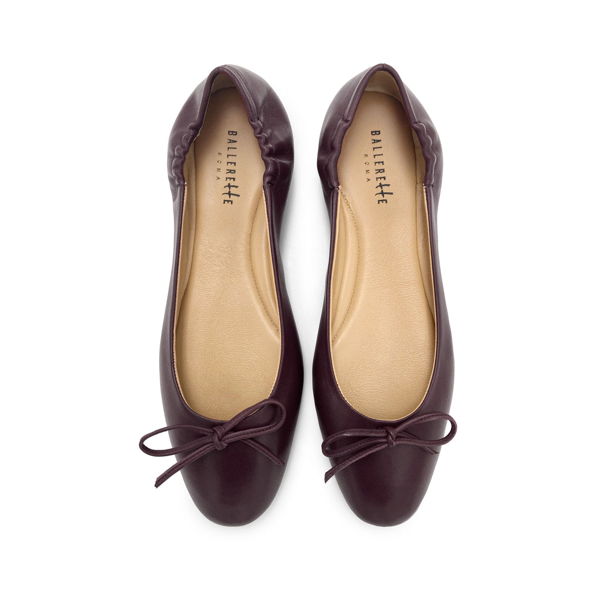 Ballerines bordeaux en cuir à cousu sacchetto