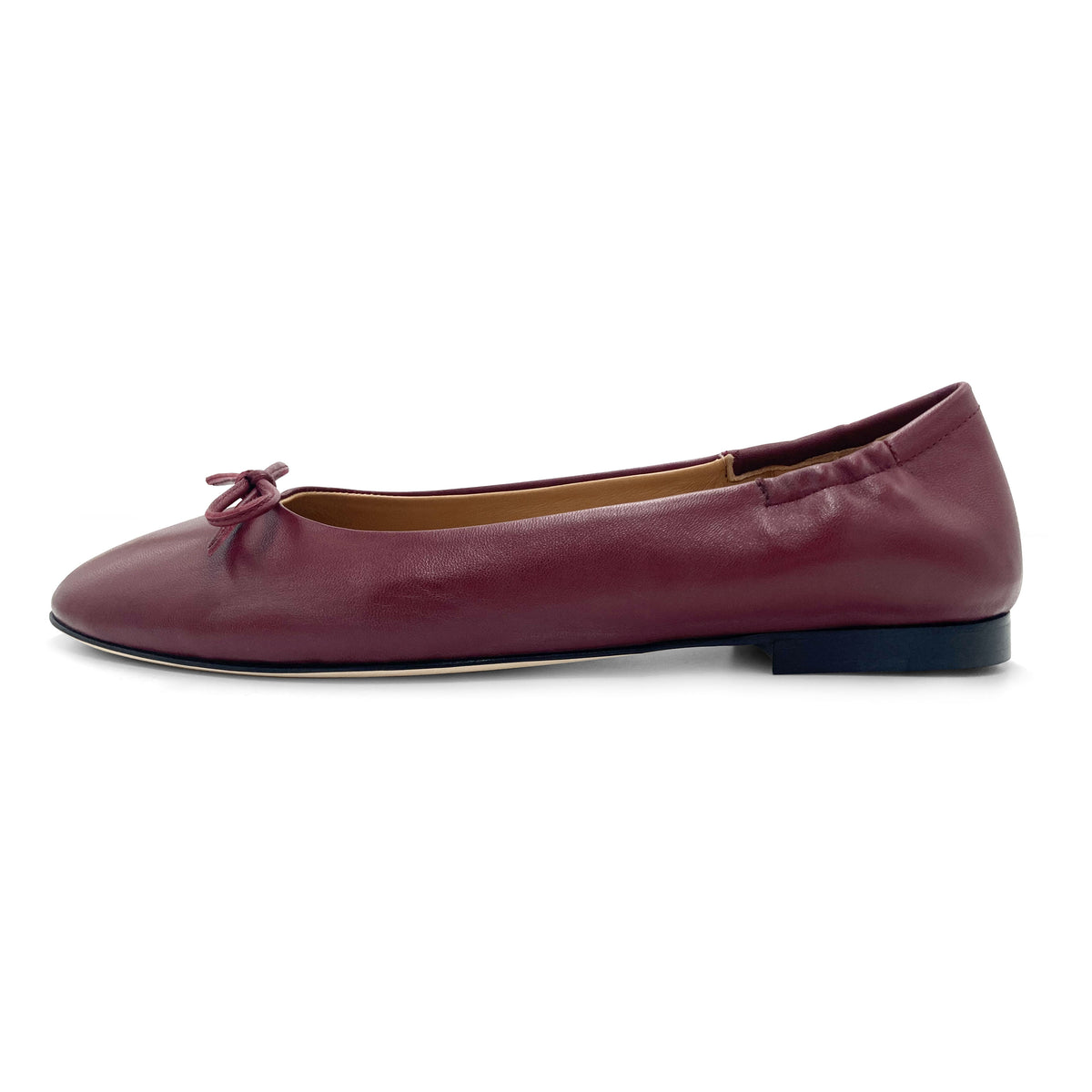 Bordeaux leather ballet flats with sacchetto construction