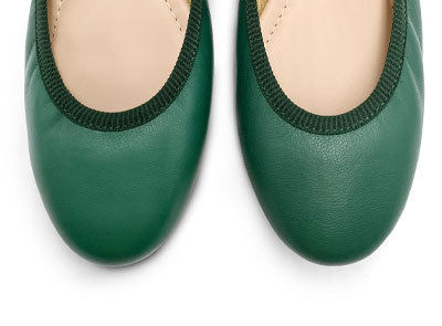 Ballerines à élastique en cuir vert