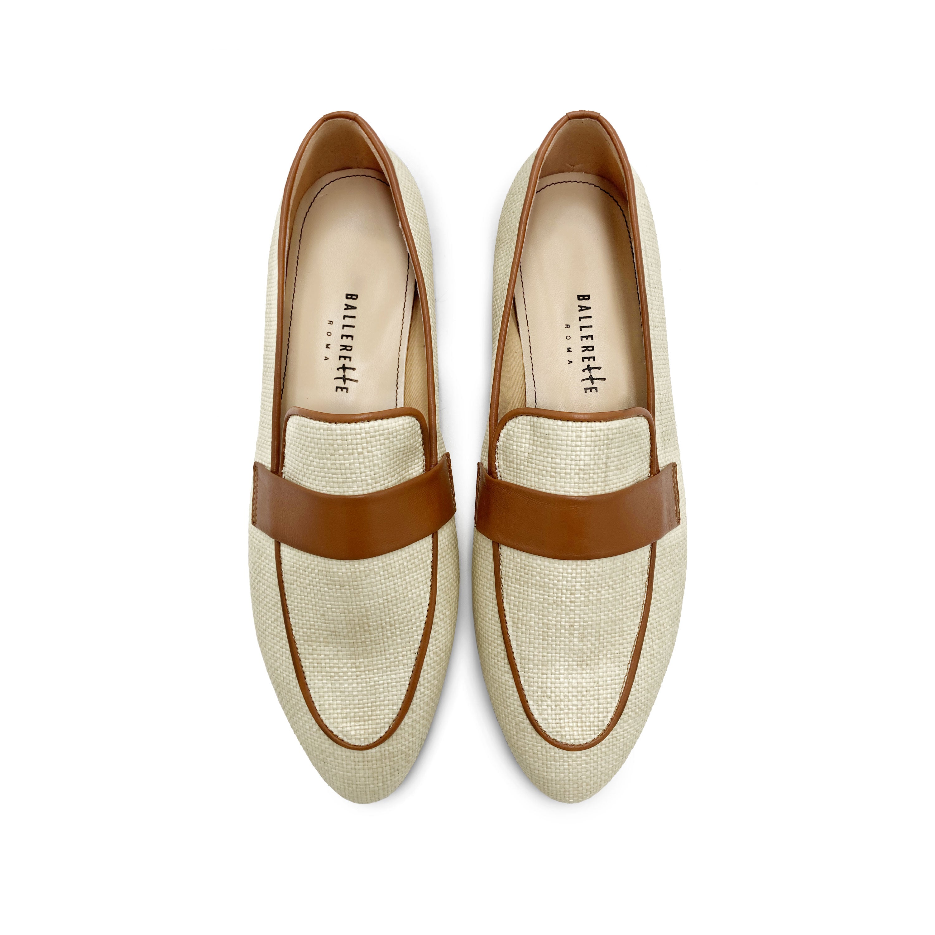 Women's summer moccasin in beige raffia