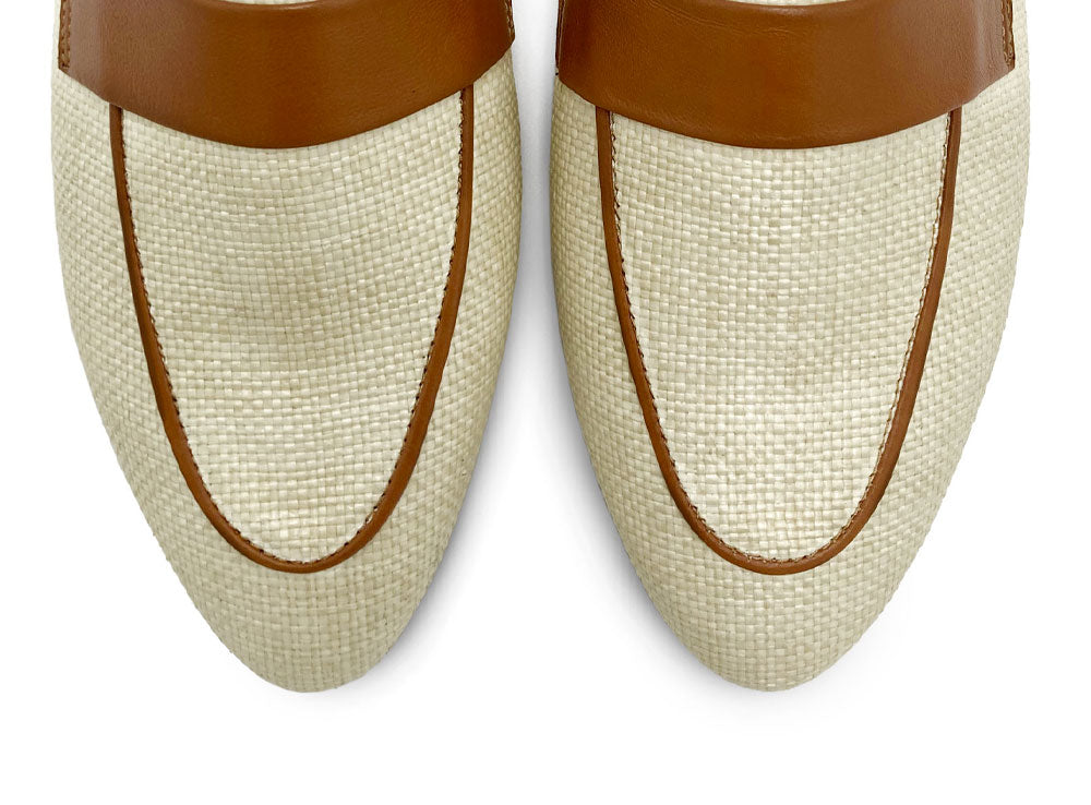 Mocassini donna estivi beige in rafia