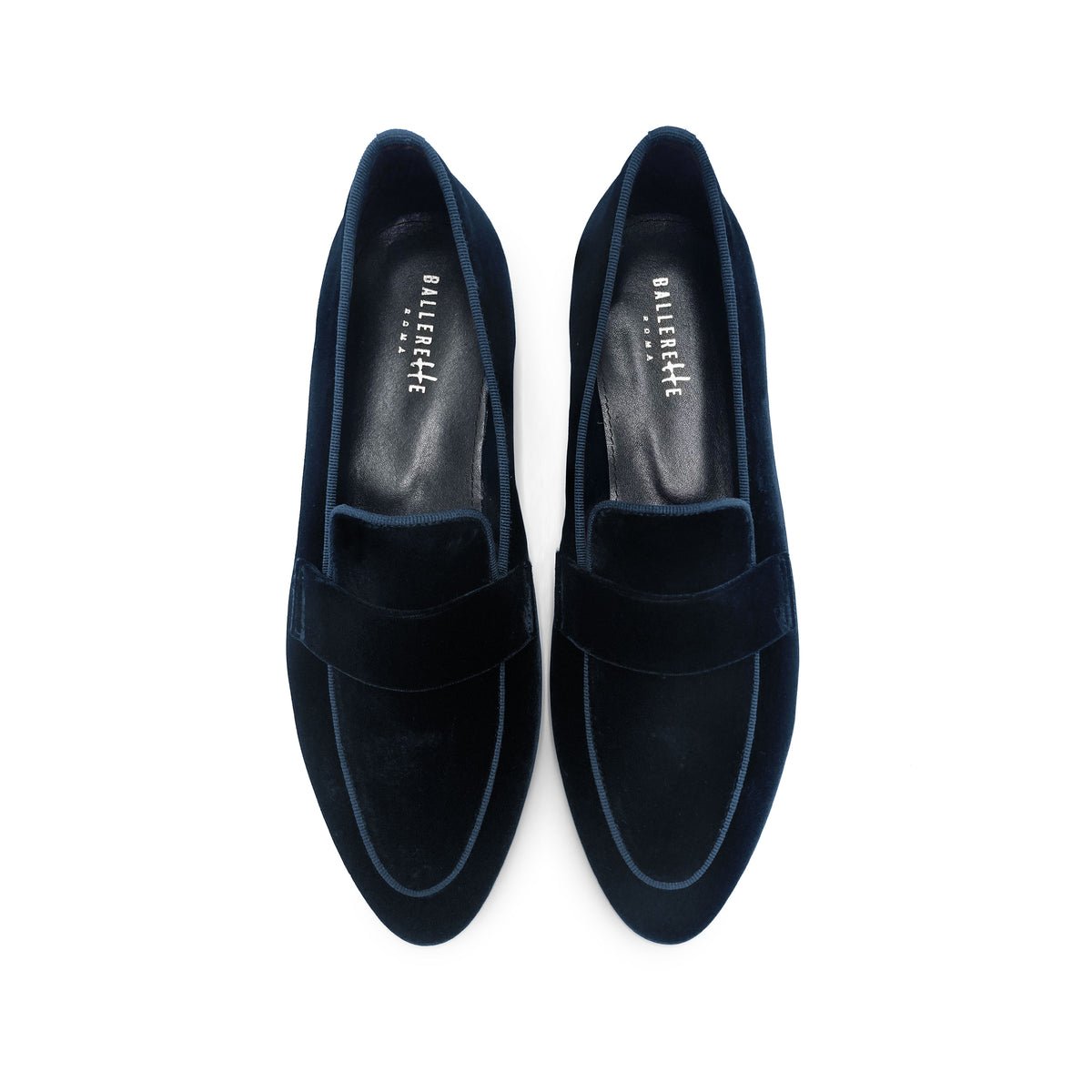 Elegante Damen-Mokassins aus blauem Samt