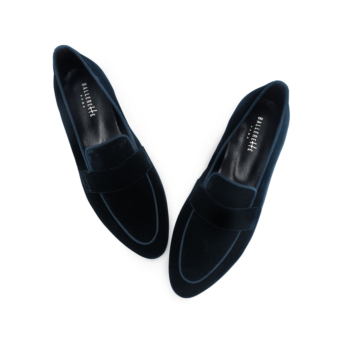Elegante Damen-Mokassins aus blauem Samt