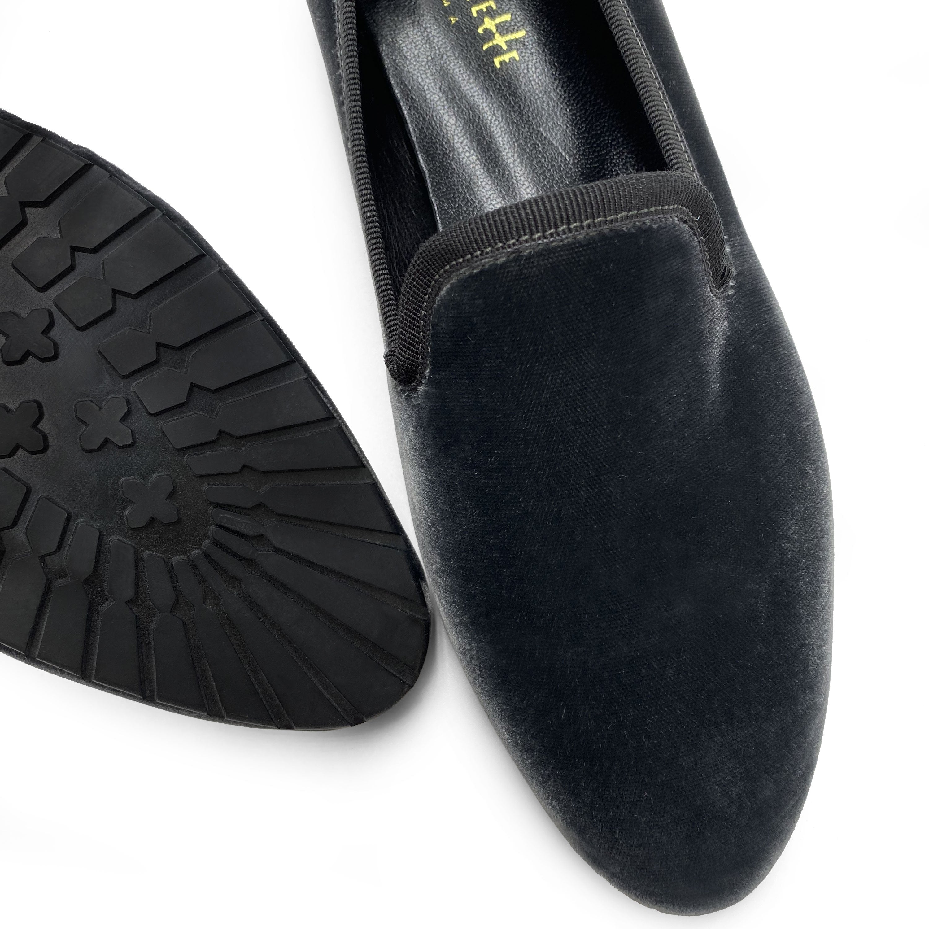 Slippers da donna in velluto grigio