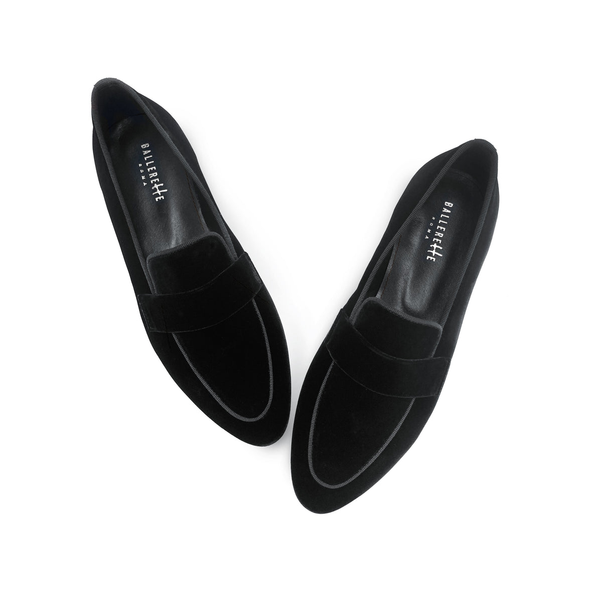 Elegante Damen-Mokassins aus schwarzem Samt