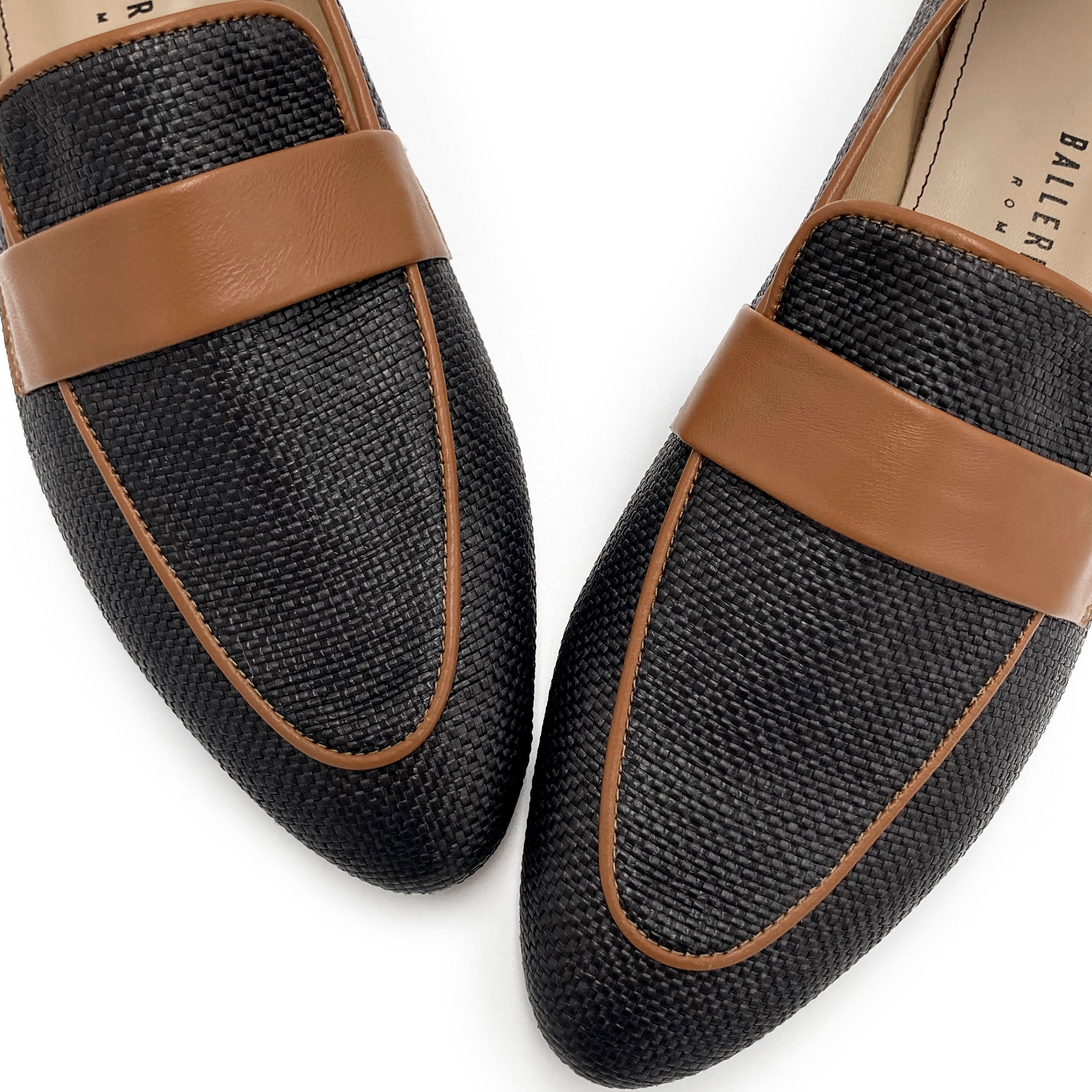 Mocassini donna estivi neri in rafia