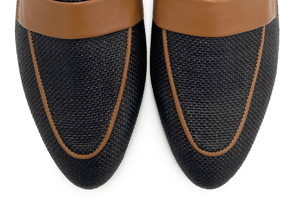 Mocassini donna estivi neri in rafia