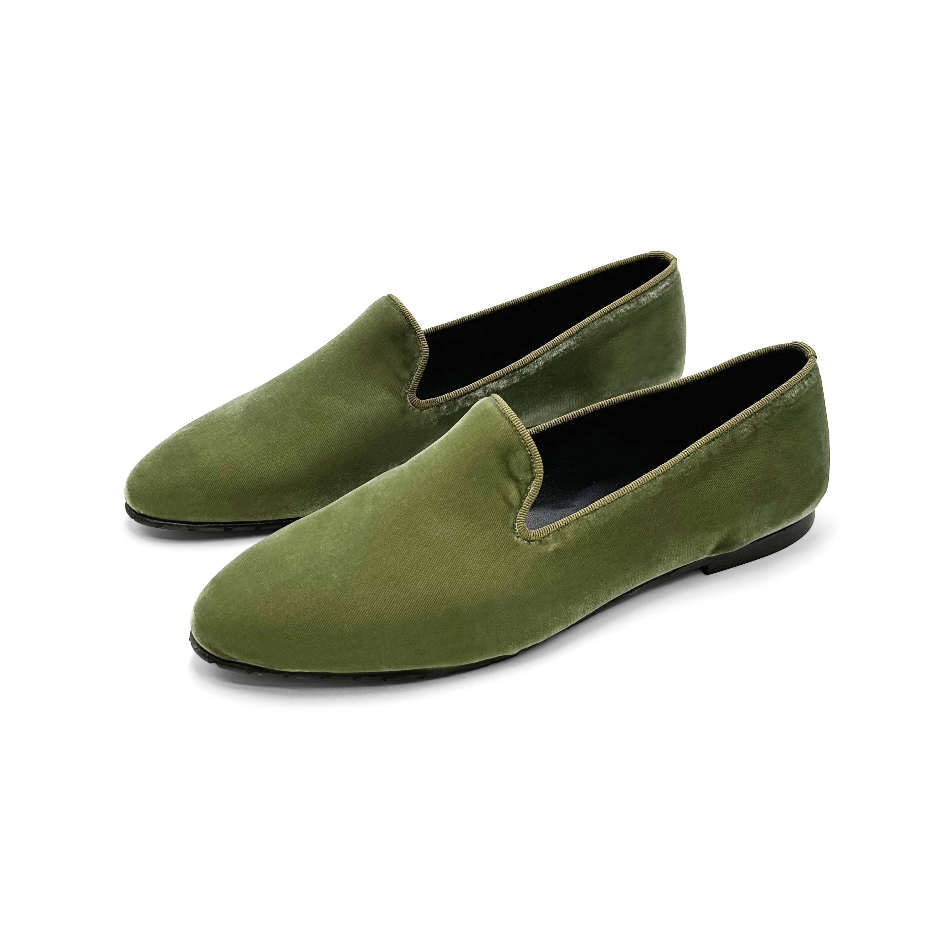 Slippers da donna verdi in velluto