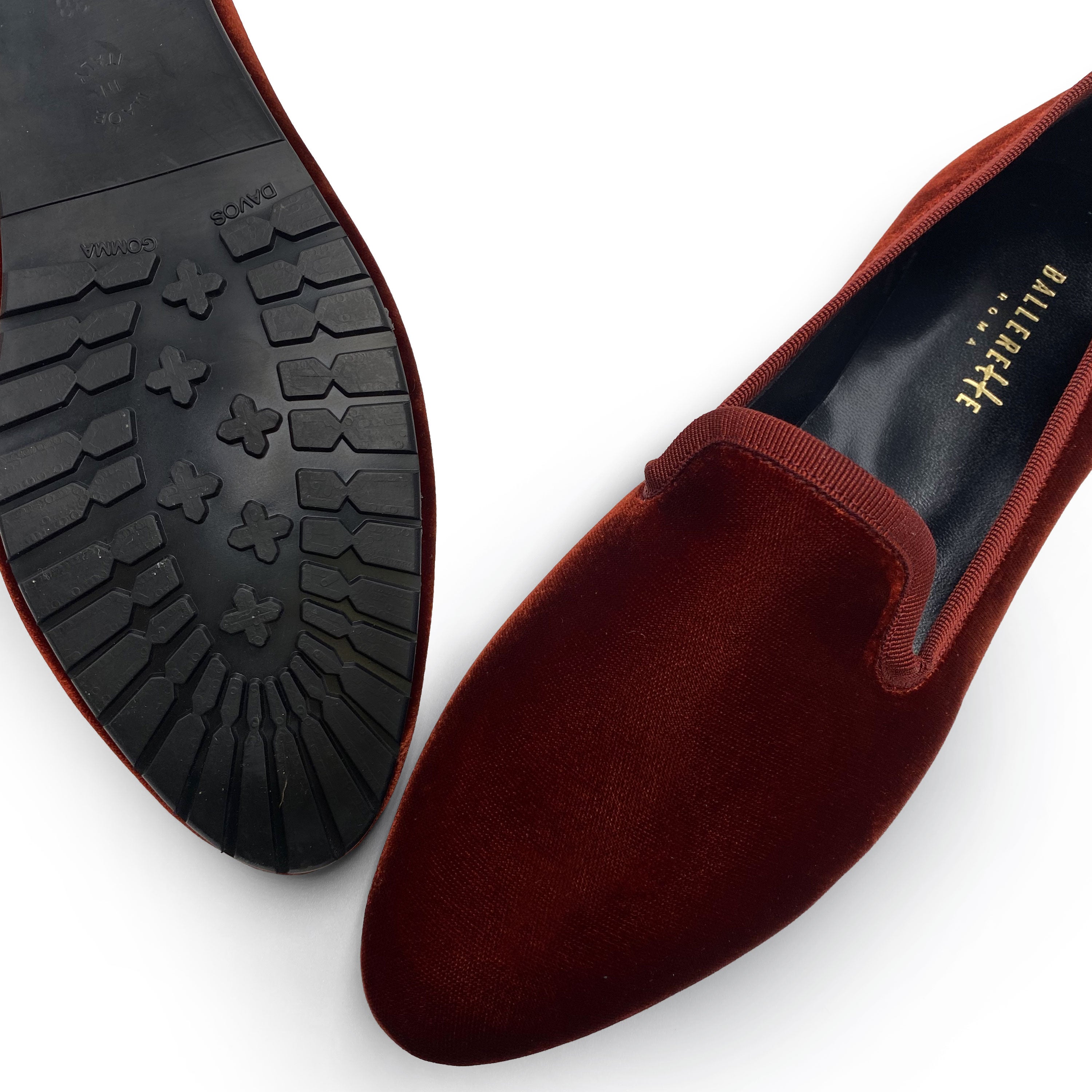 Slippers da donna ruggine in velluto