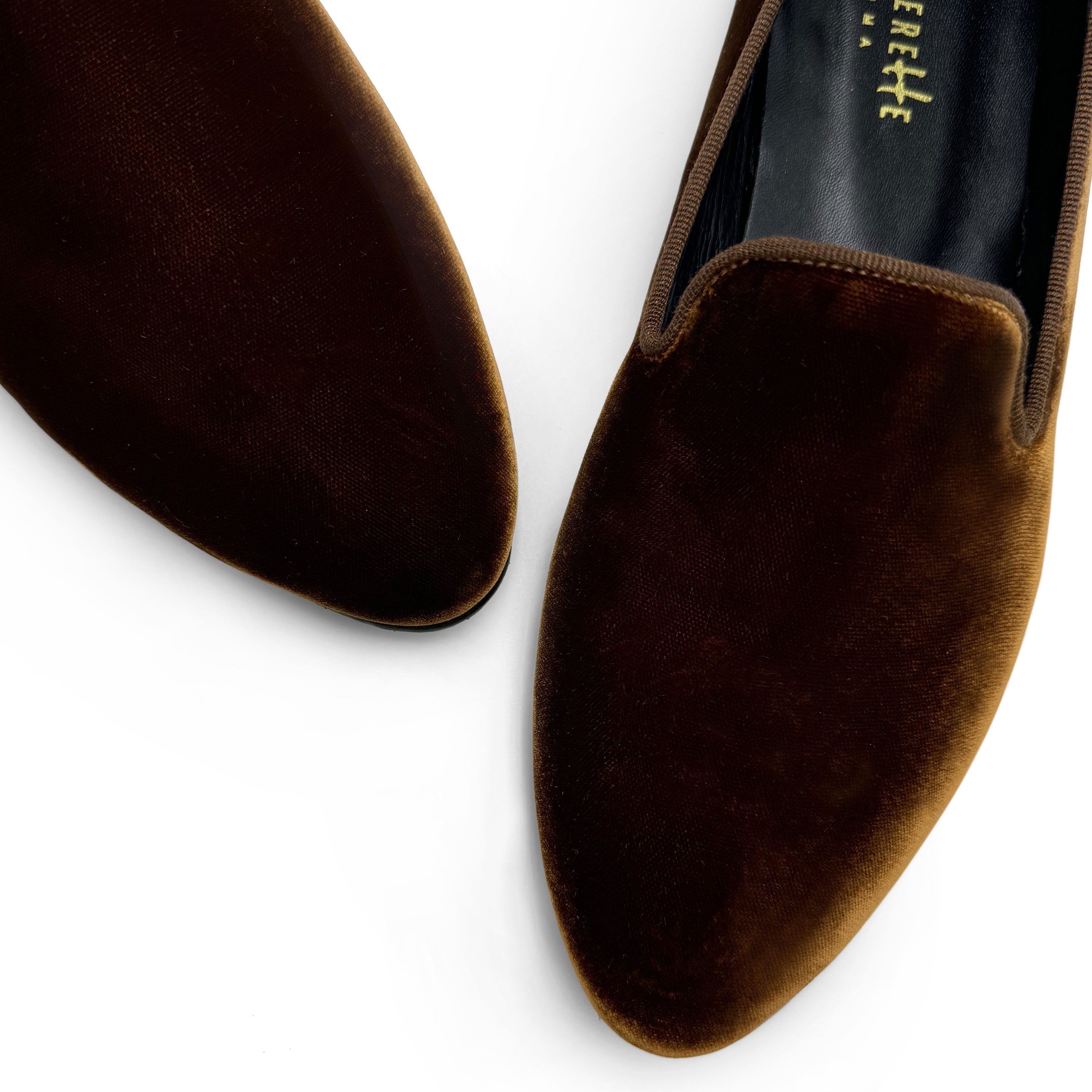 Brown velvet women loafers
