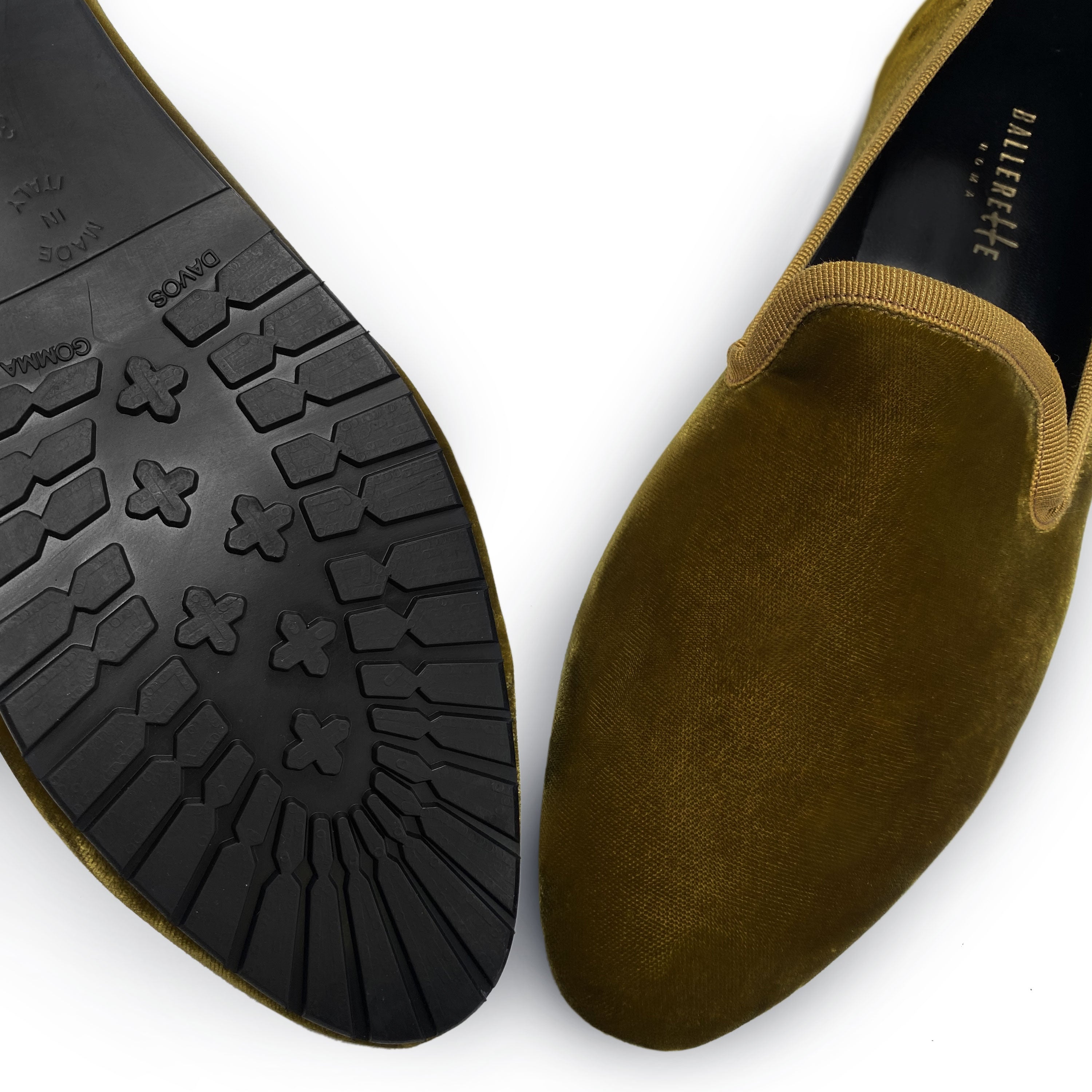 Slippers da donna senape in velluto