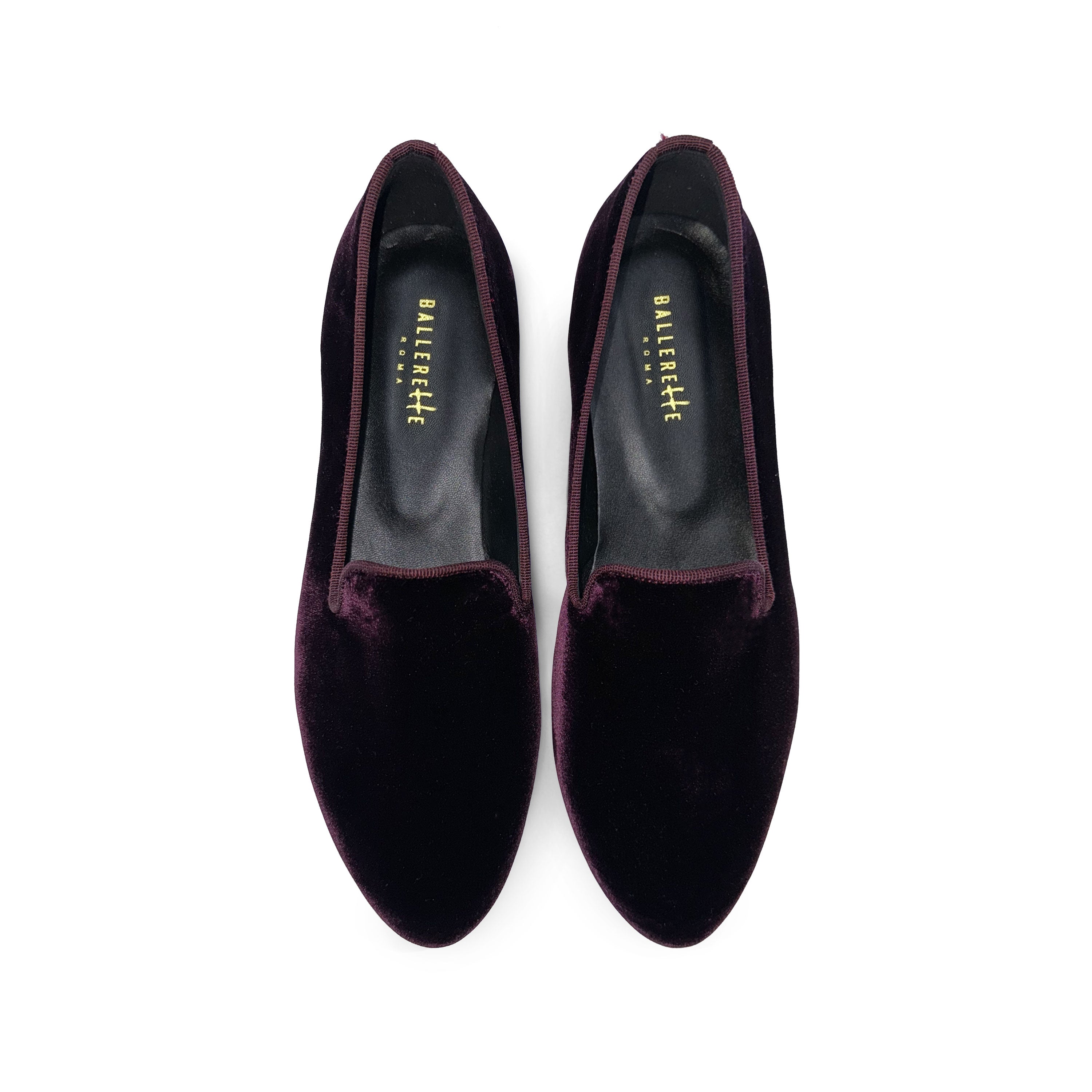 Slippers femme en velours bordeaux