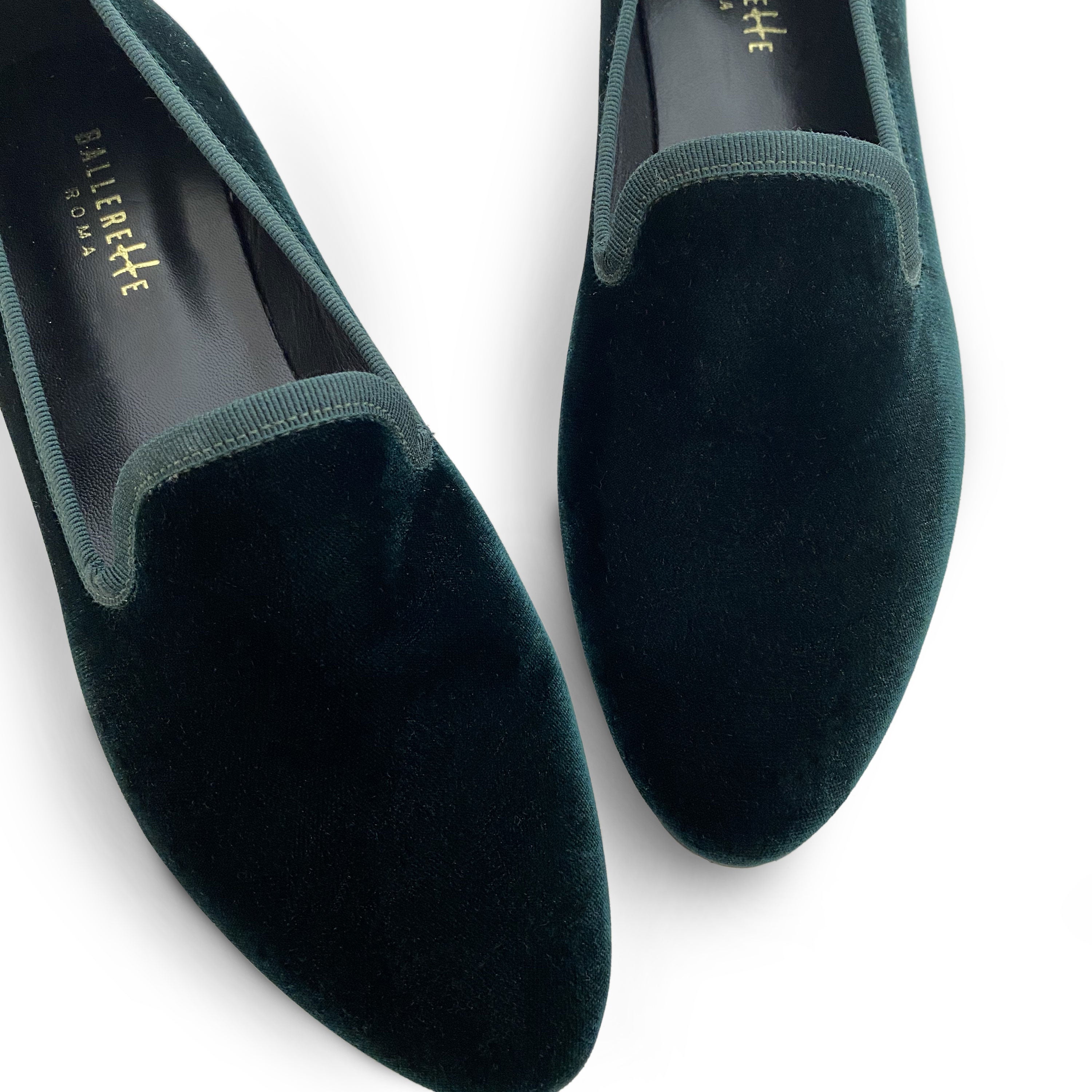 Slippers da donna verdi in velluto