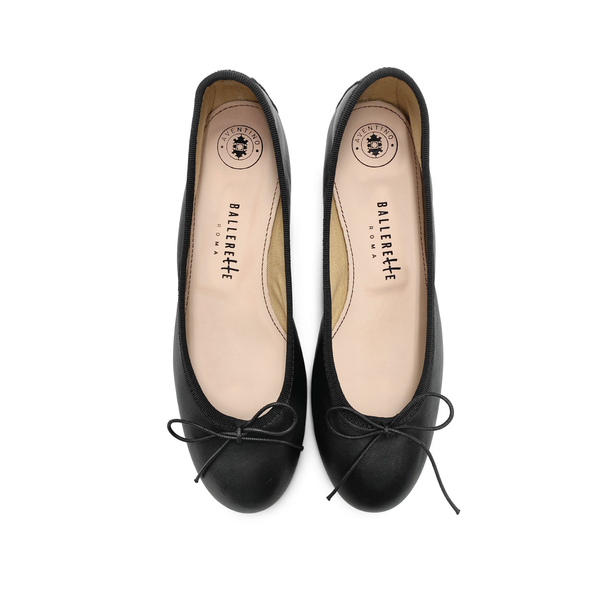 Black leather ballet flats with heel