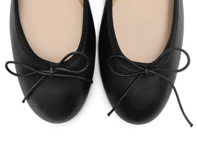 Ballerines en cuir noir à talon haut