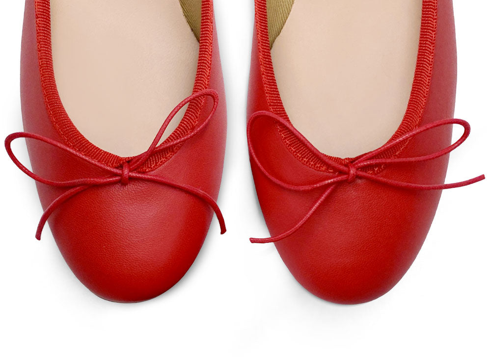 Ballerine in pelle rossa con tacco alto