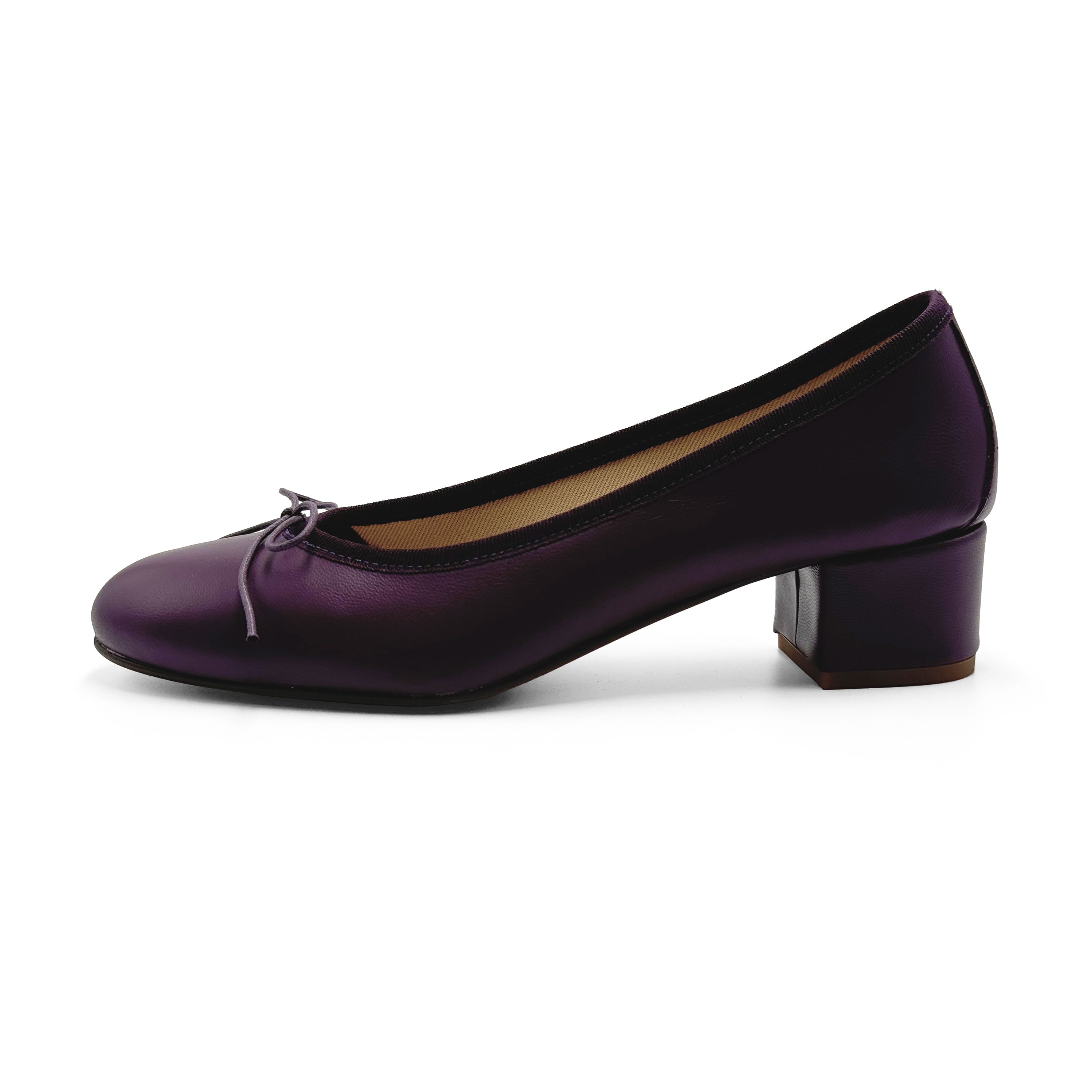 Ballerines en cuir violette à talon haut