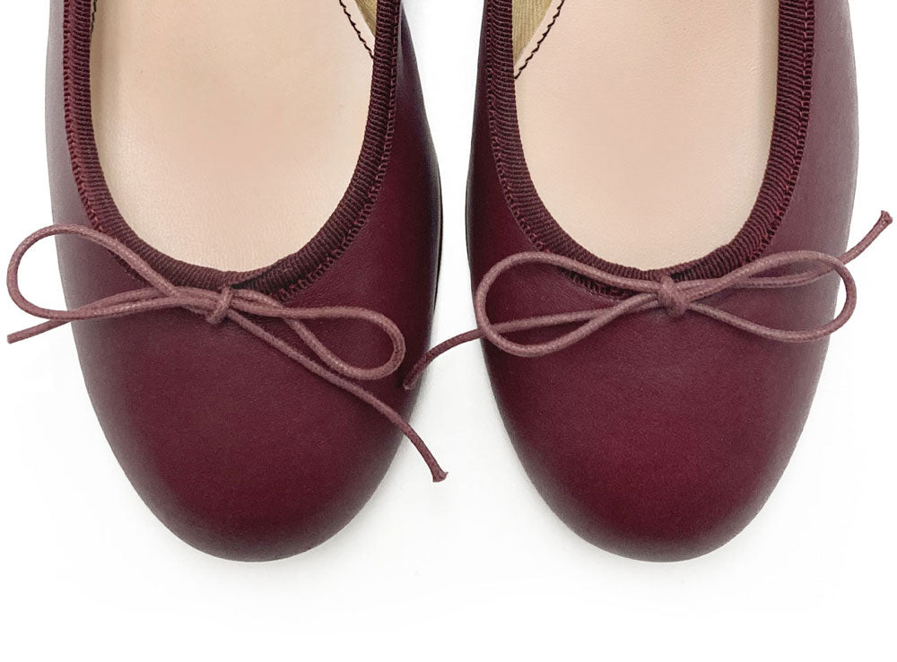 Ballerines en cuir bordeaux à talon haut