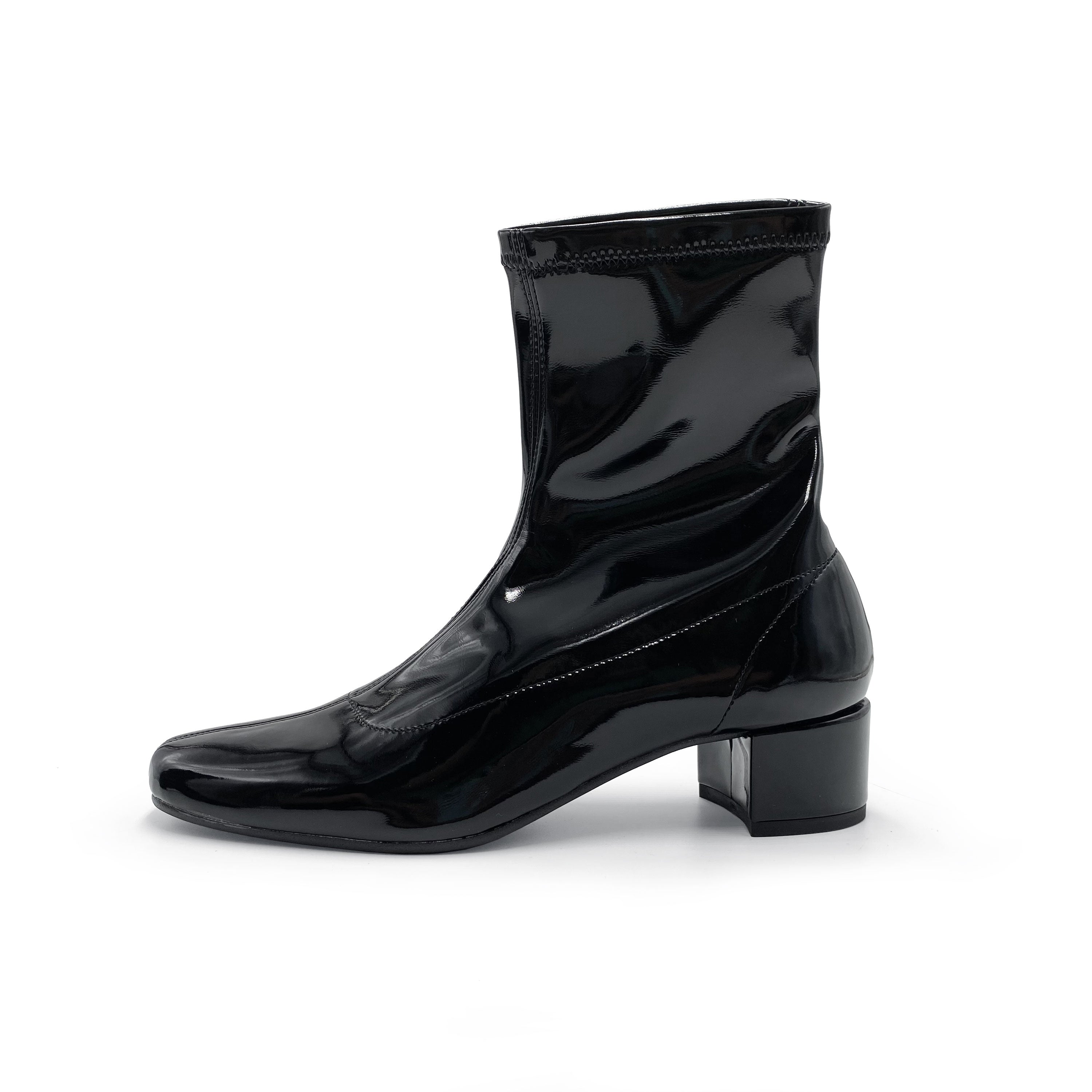 Stivaletti neri in vernice a calza elasticizzata