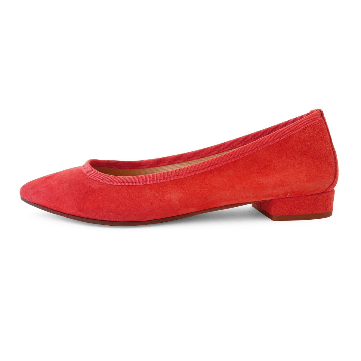 Coral Pink Suede Pointed Ballet Flats