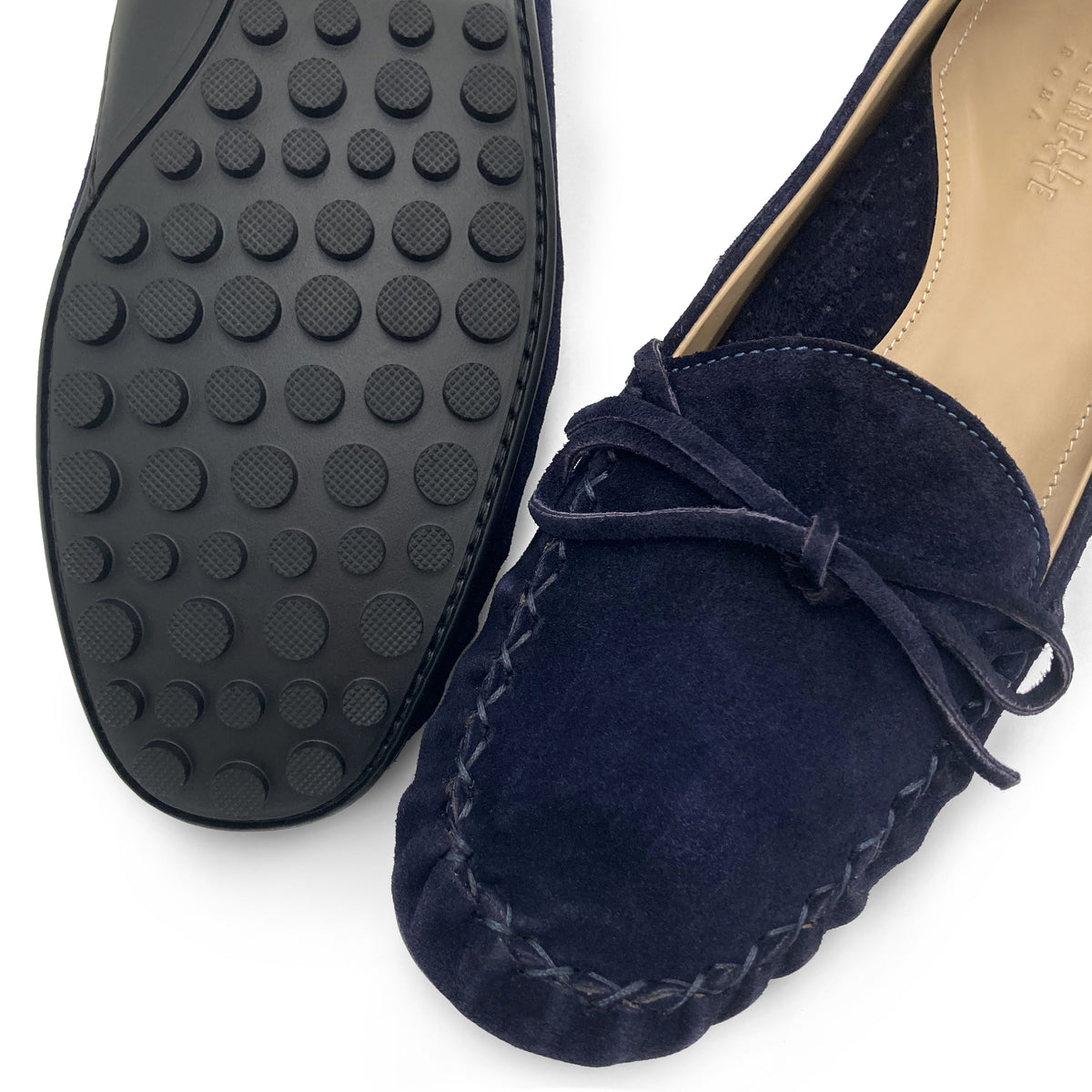 Women’s blue navy suede mocassins