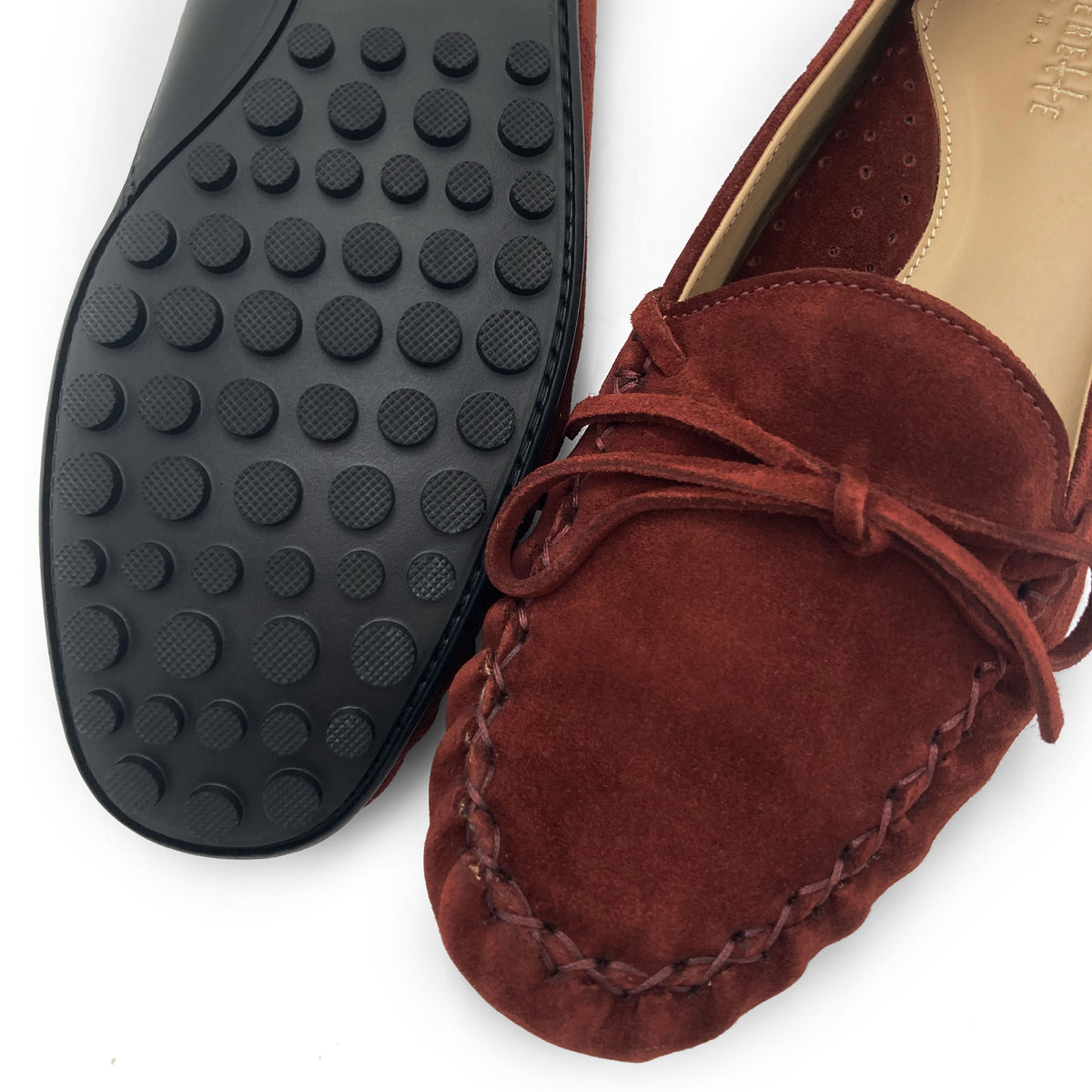 Women’s burgundy suede mocassins