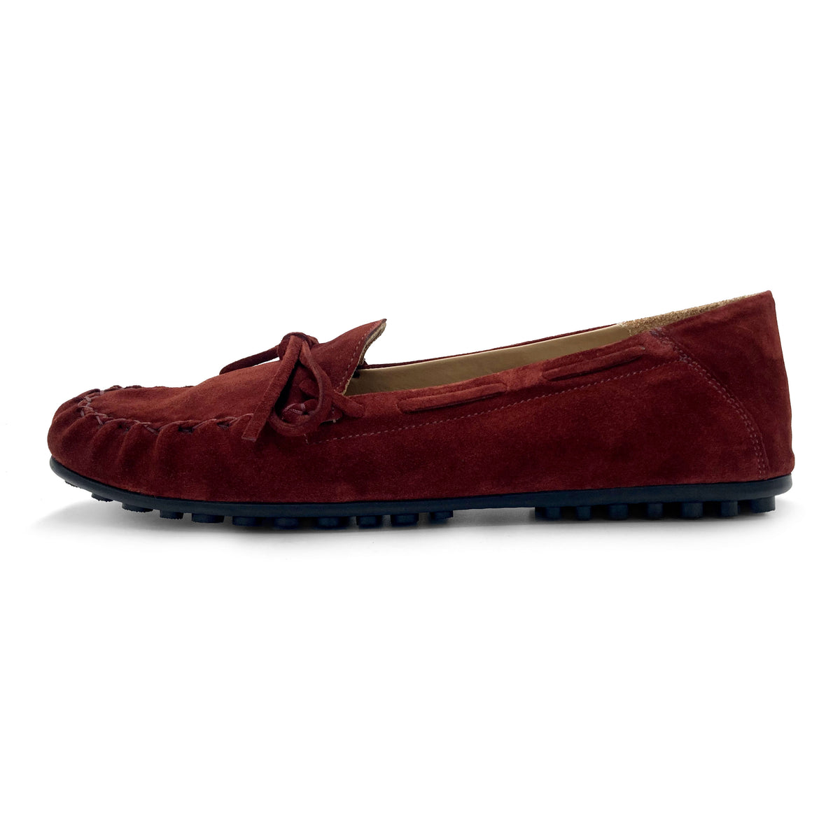 Women’s burgundy suede mocassins