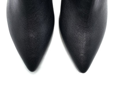 Black leather boots with hidden wedge heel