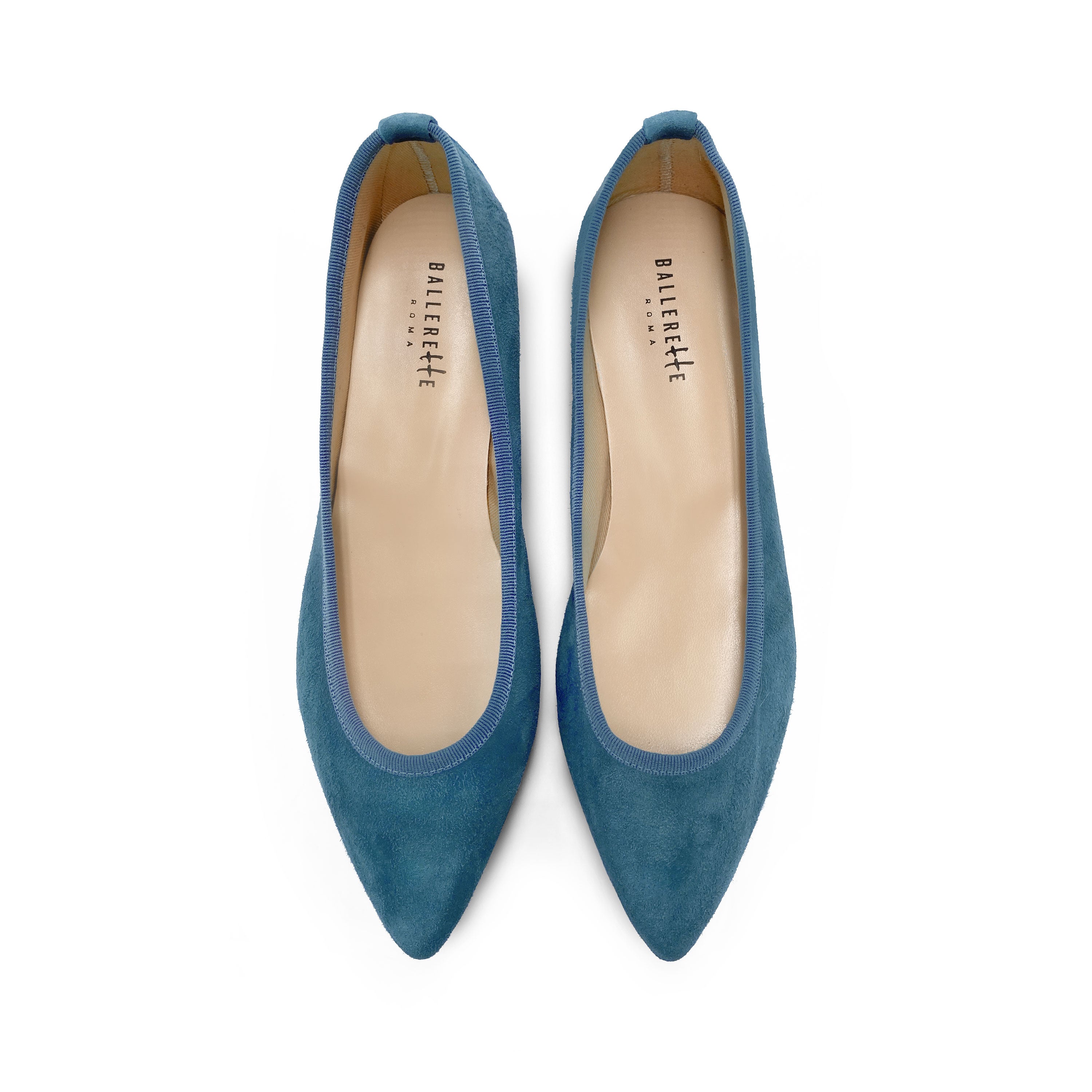 Coelinblaue spitze Wildlederballerinas