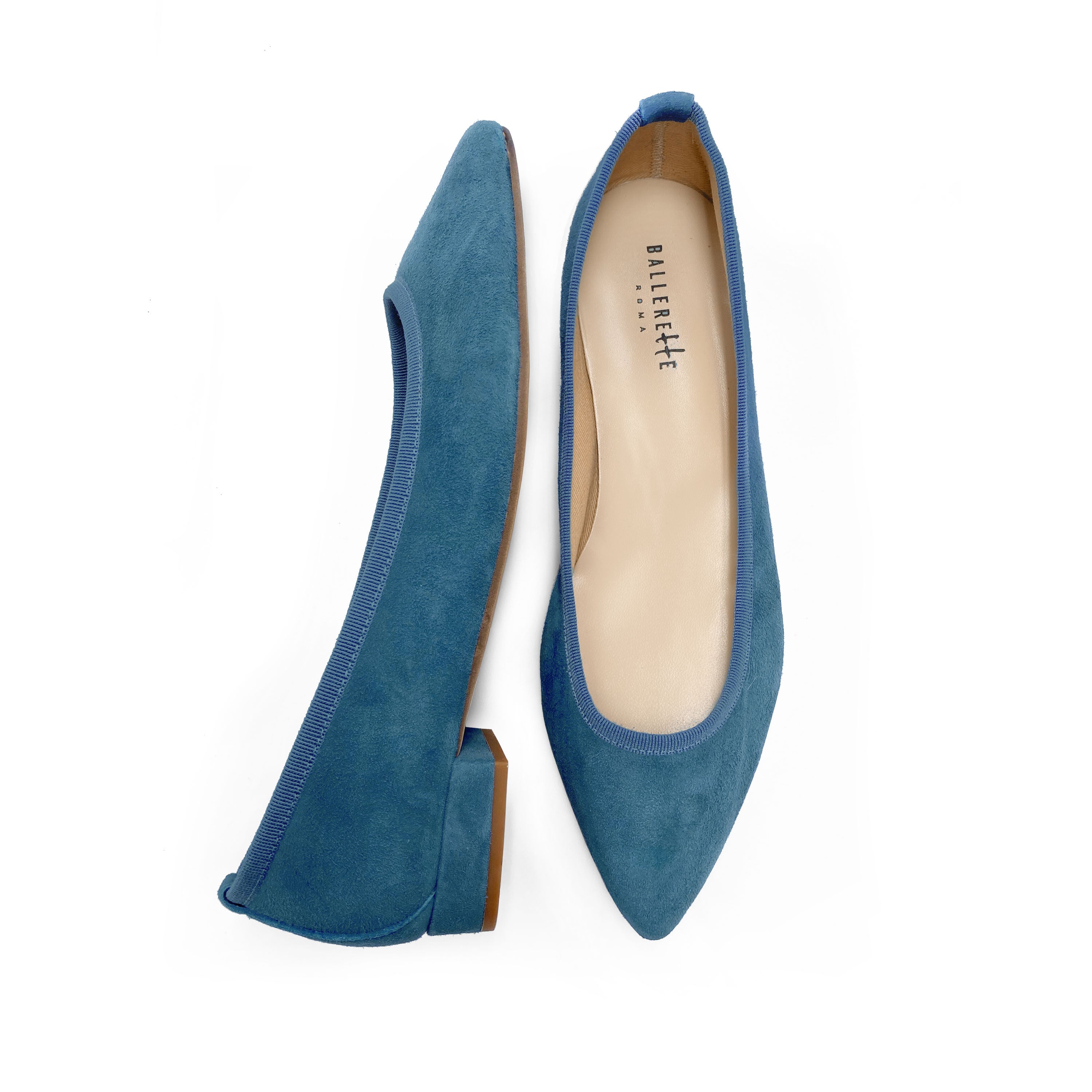 Coelinblaue spitze Wildlederballerinas