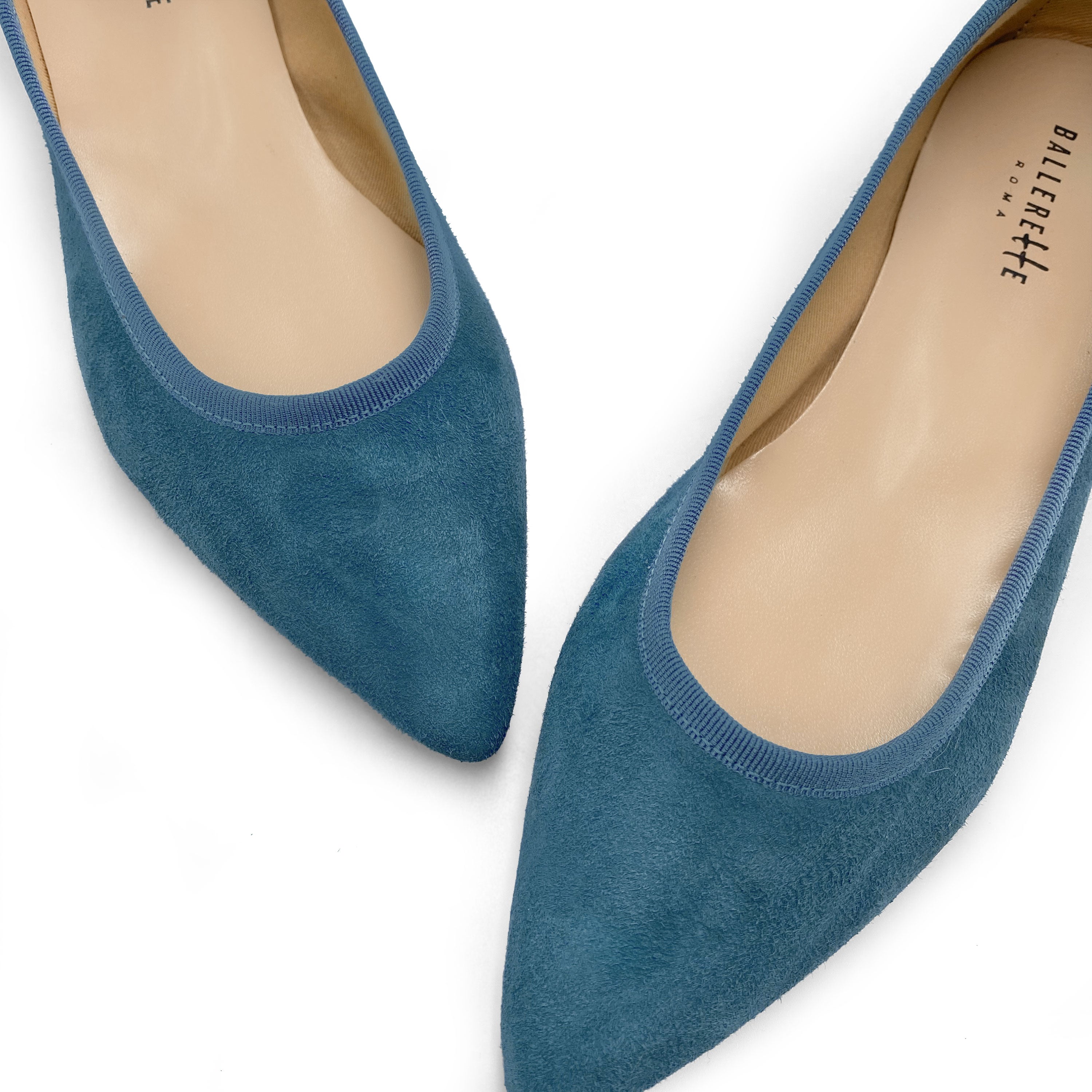Coelinblaue spitze Wildlederballerinas