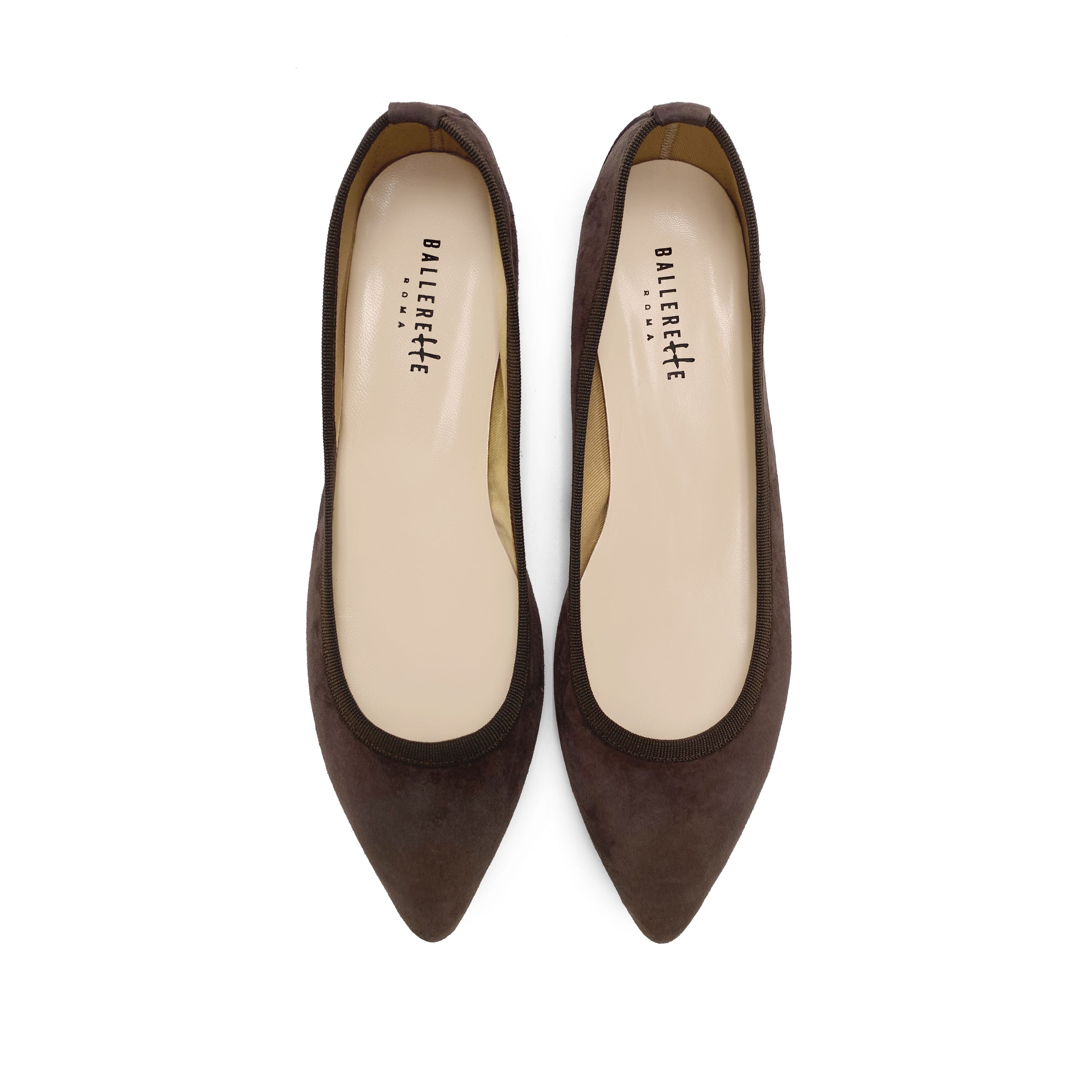 Ballerines pointues en daim marron