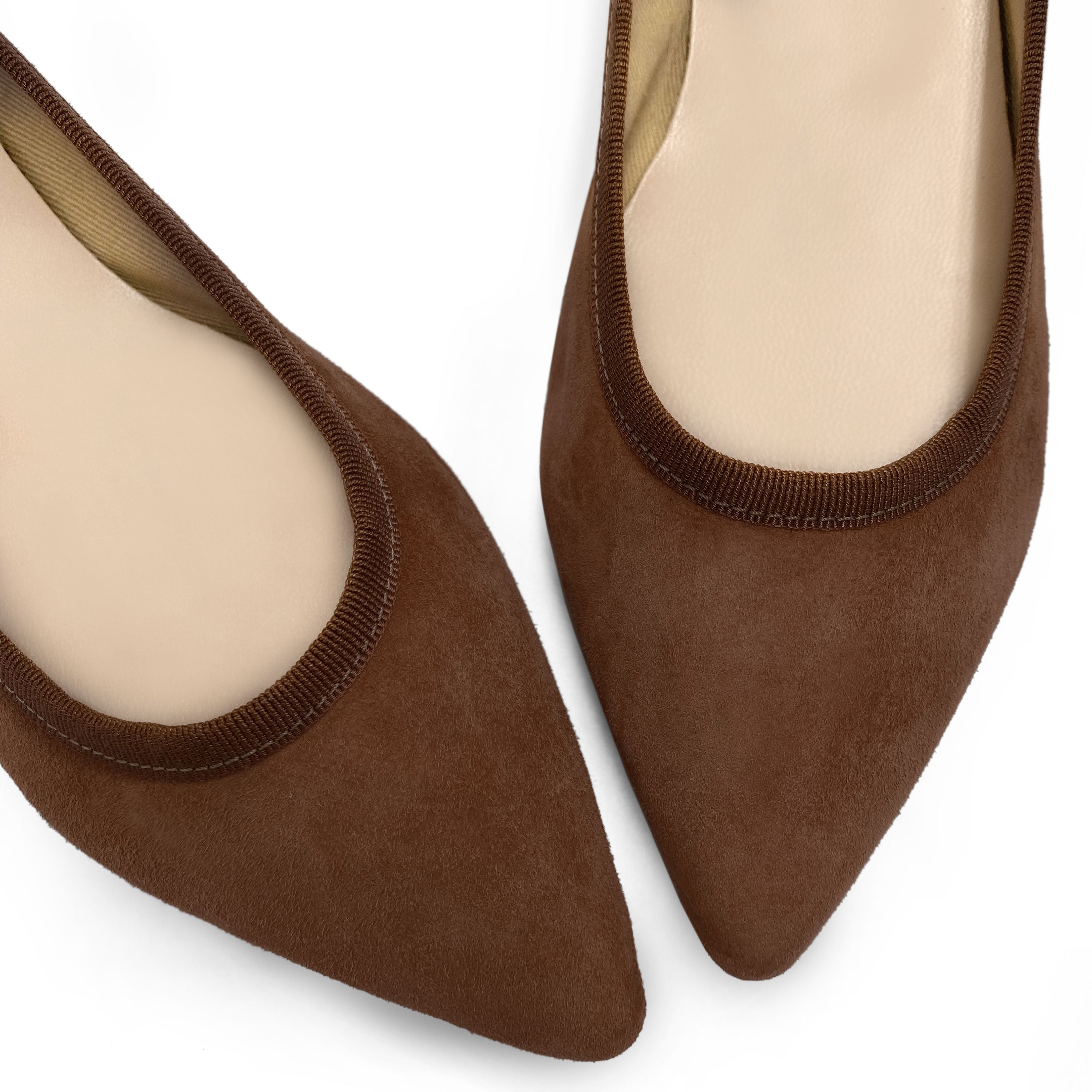 Kaffee-Braune Spitze Wildlederballerinas