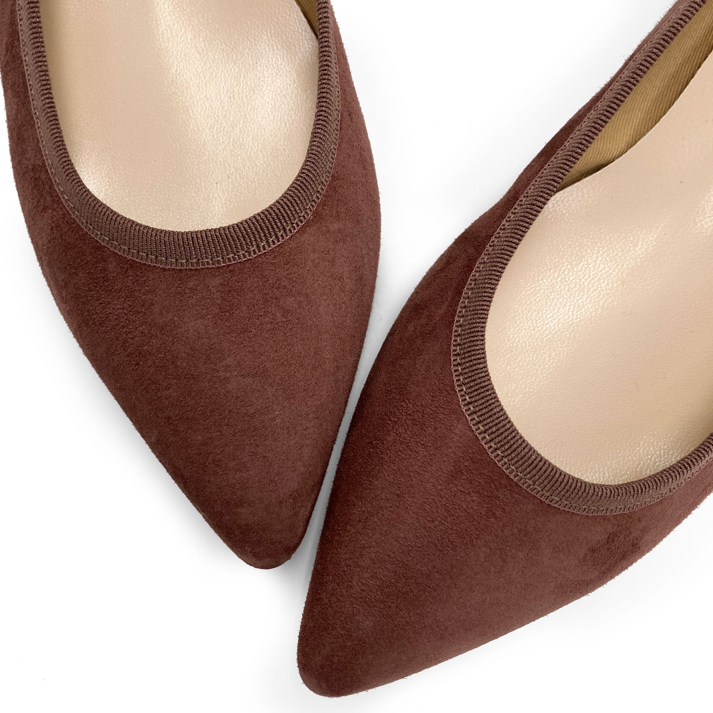 Pointed toe wine suede ballet flats