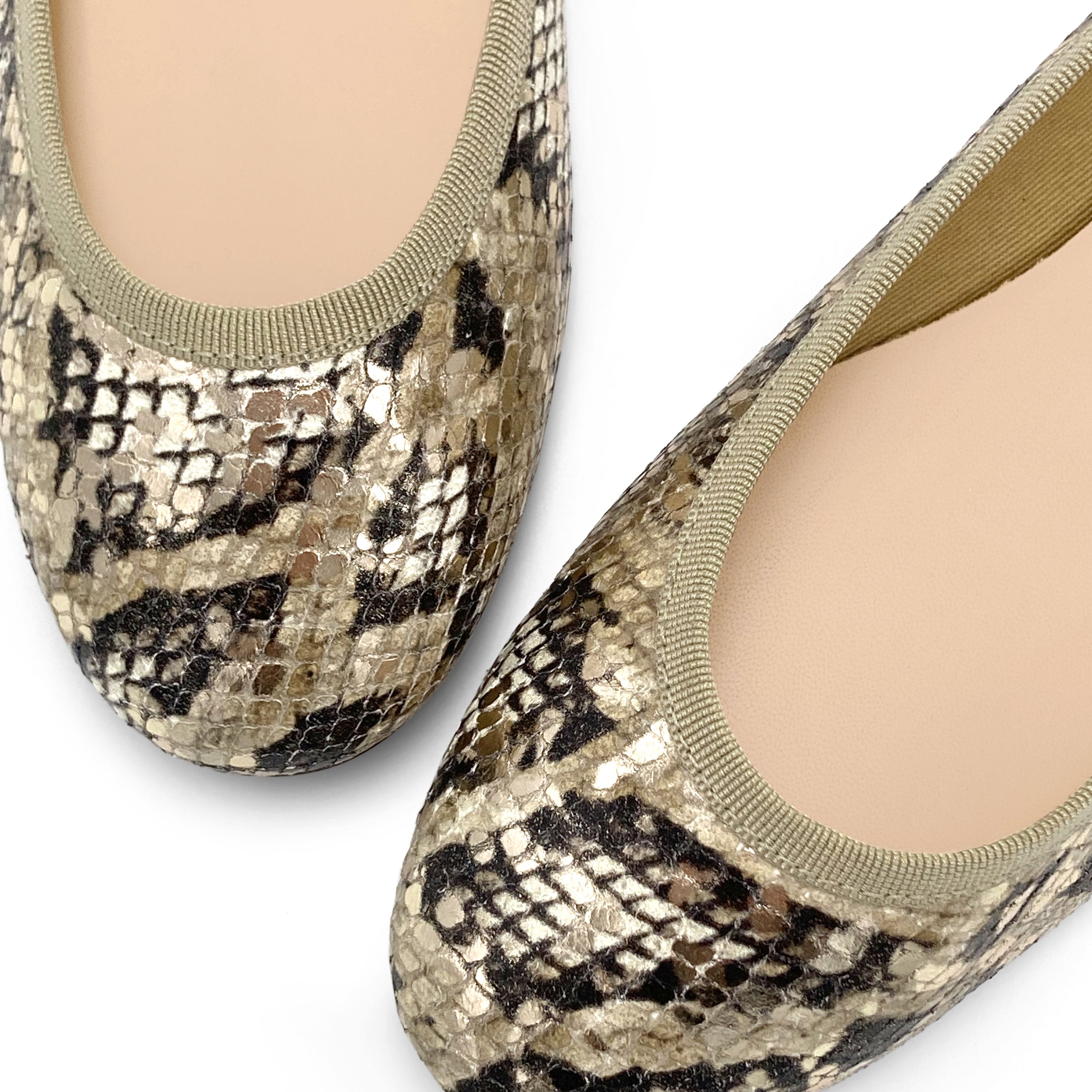 Snake print leather ballet flats