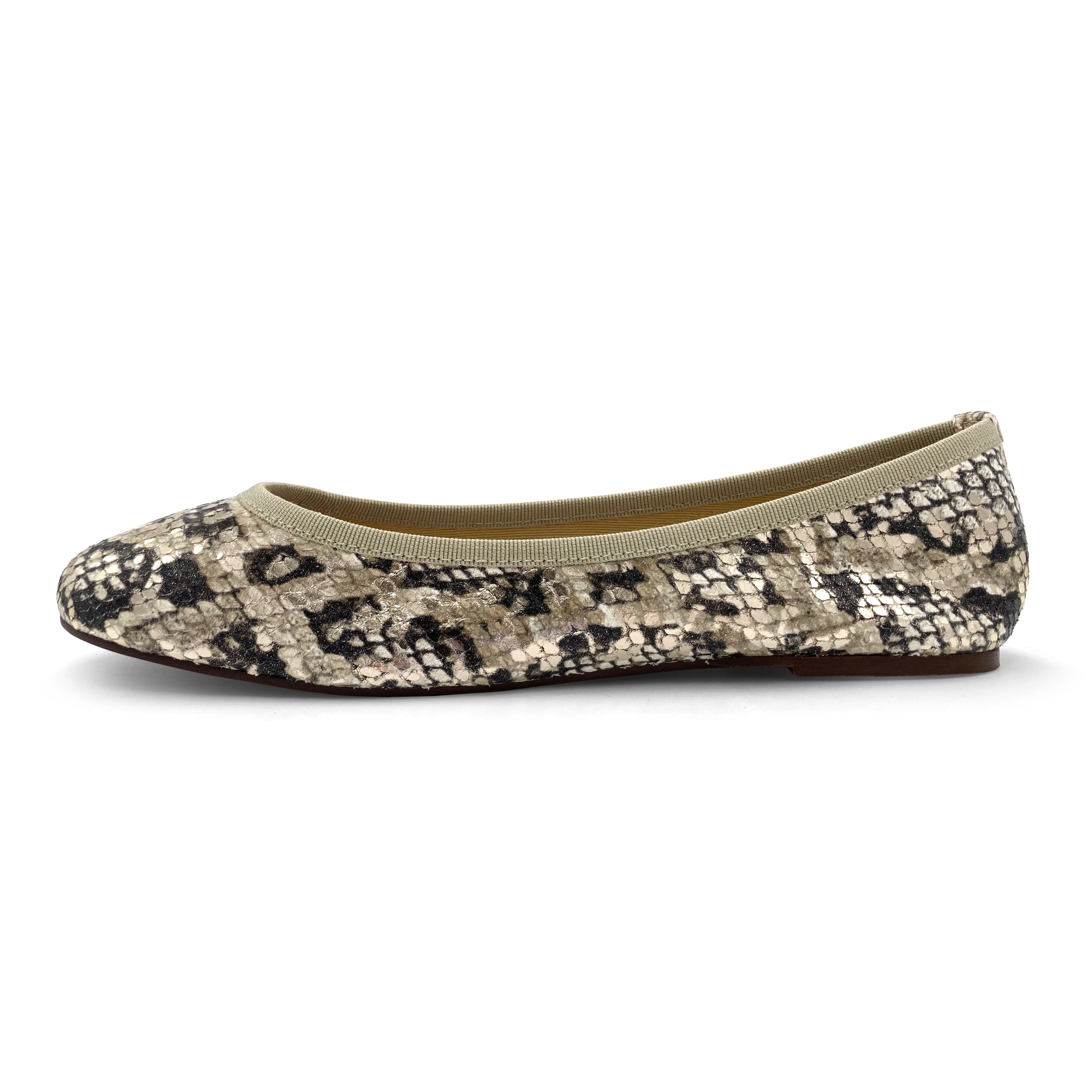 Snake print leather ballet flats