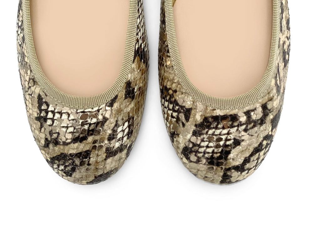 Snake print leather ballet flats