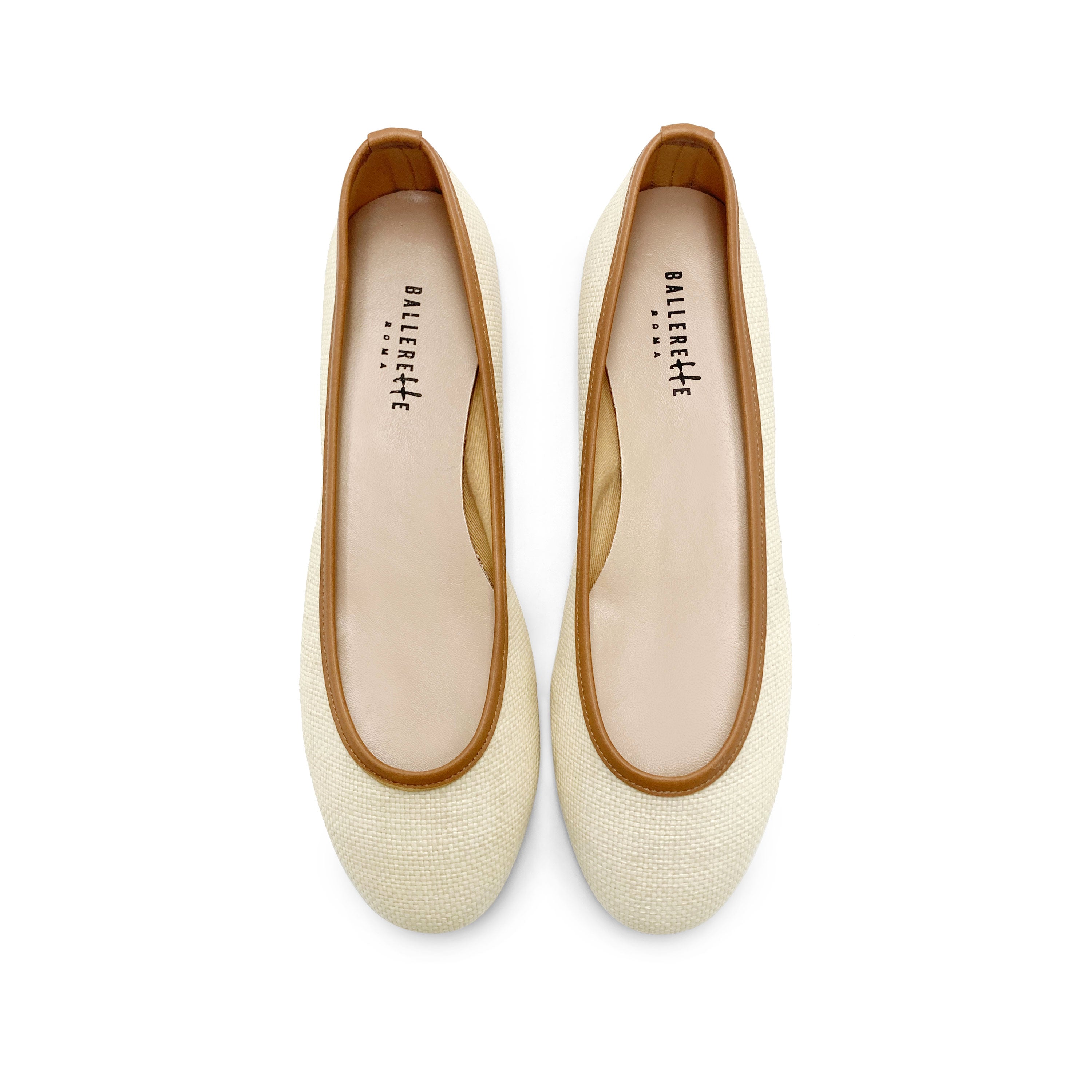 Beige Summer Raffia Ballet Flats