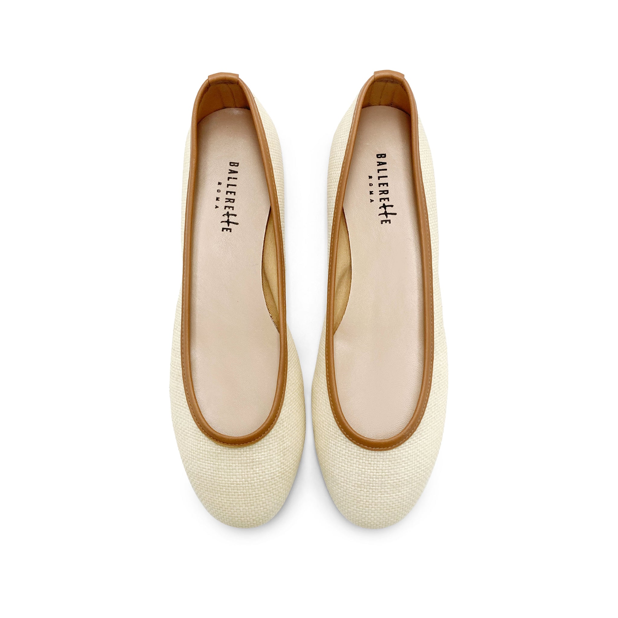 BALLET FLAT 10 MM IN BEIGE RAFFIA