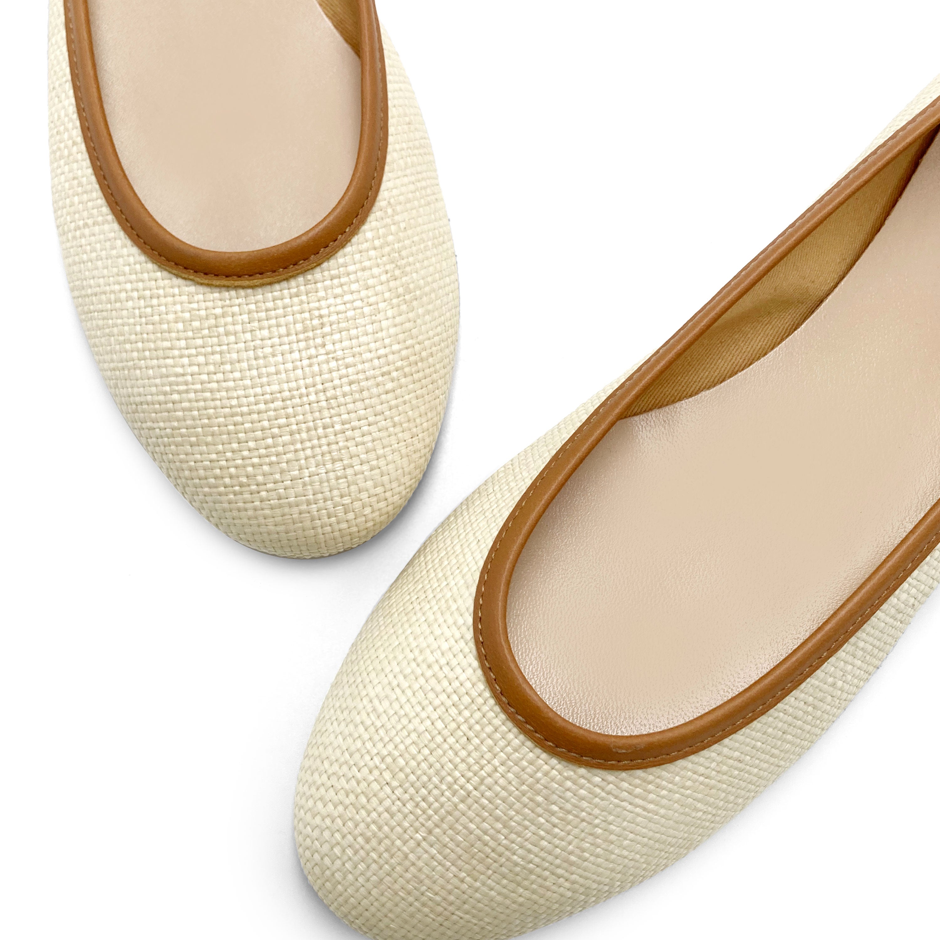 Beige summer raffia ballet flats