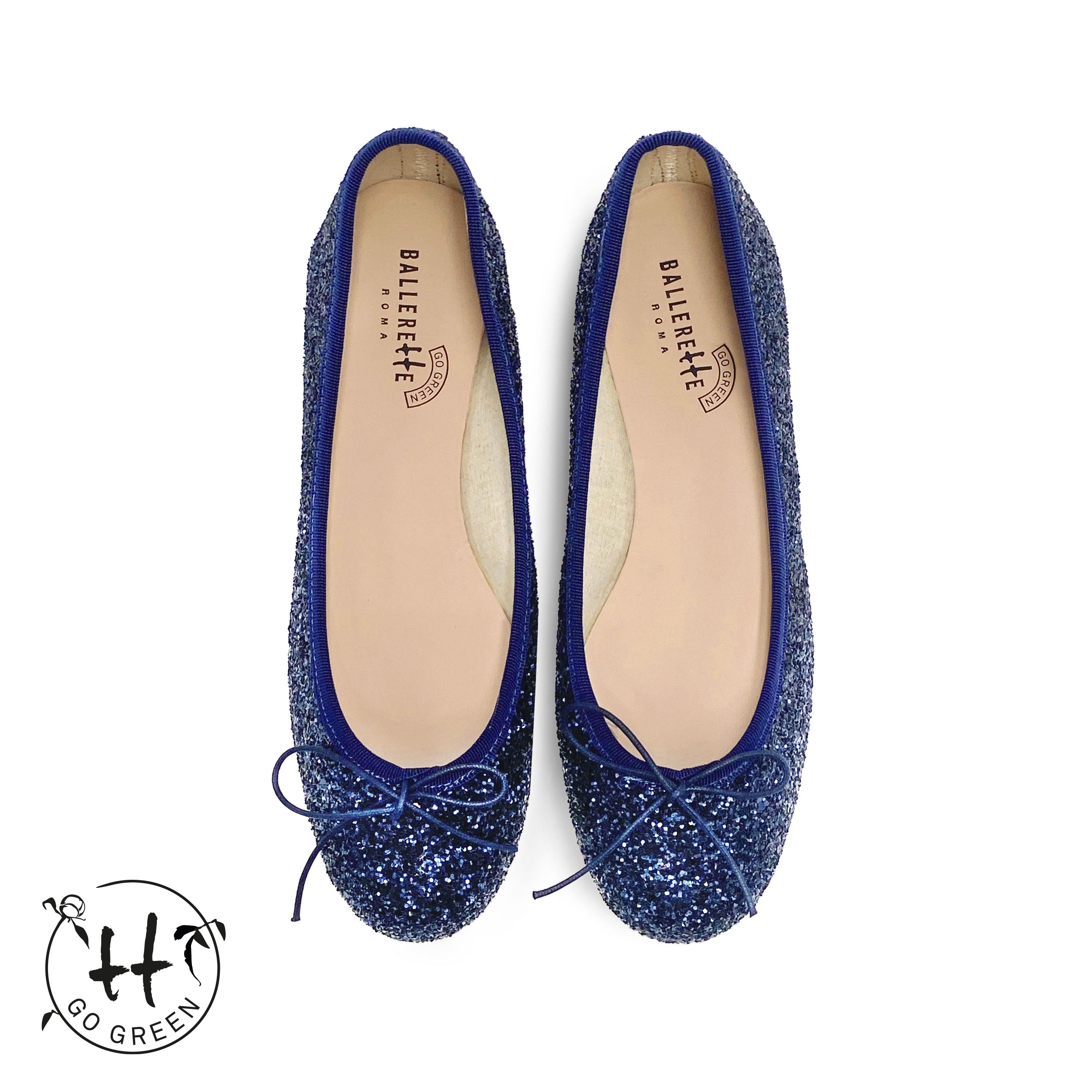 TT GO GREEN Collection - Ballerine glitterate blu in tessuto ECO