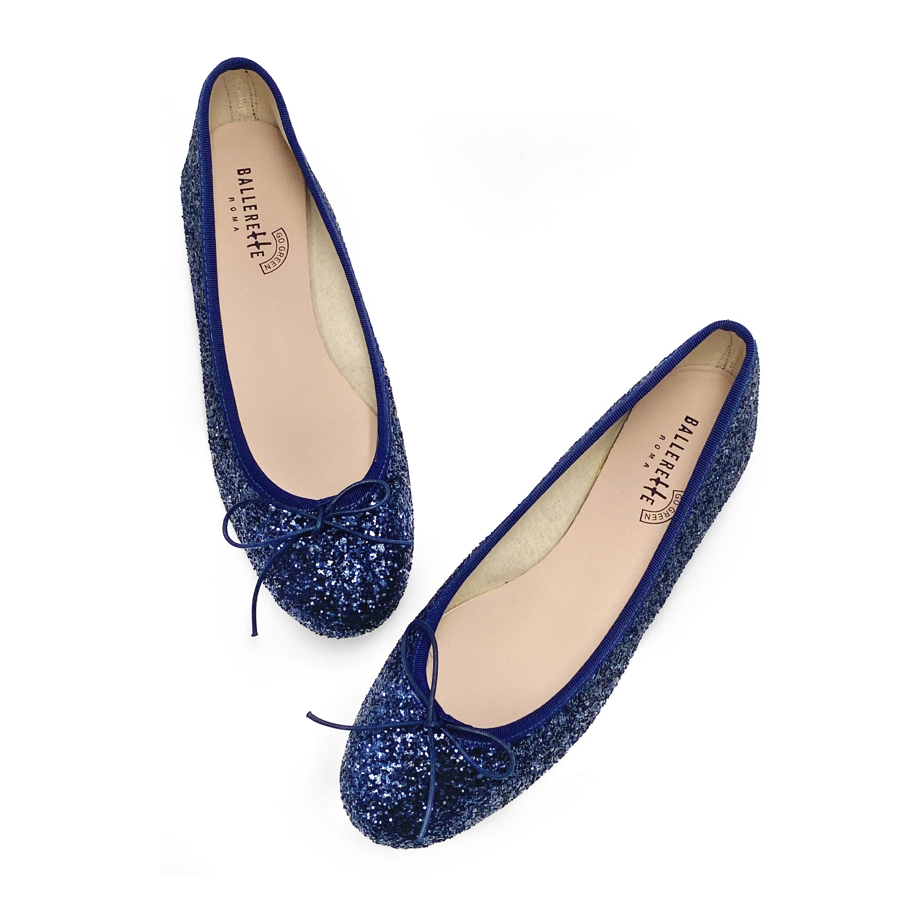 Colección TT GO GREEN - Bailarinas de purpurina azul en tejido ECO