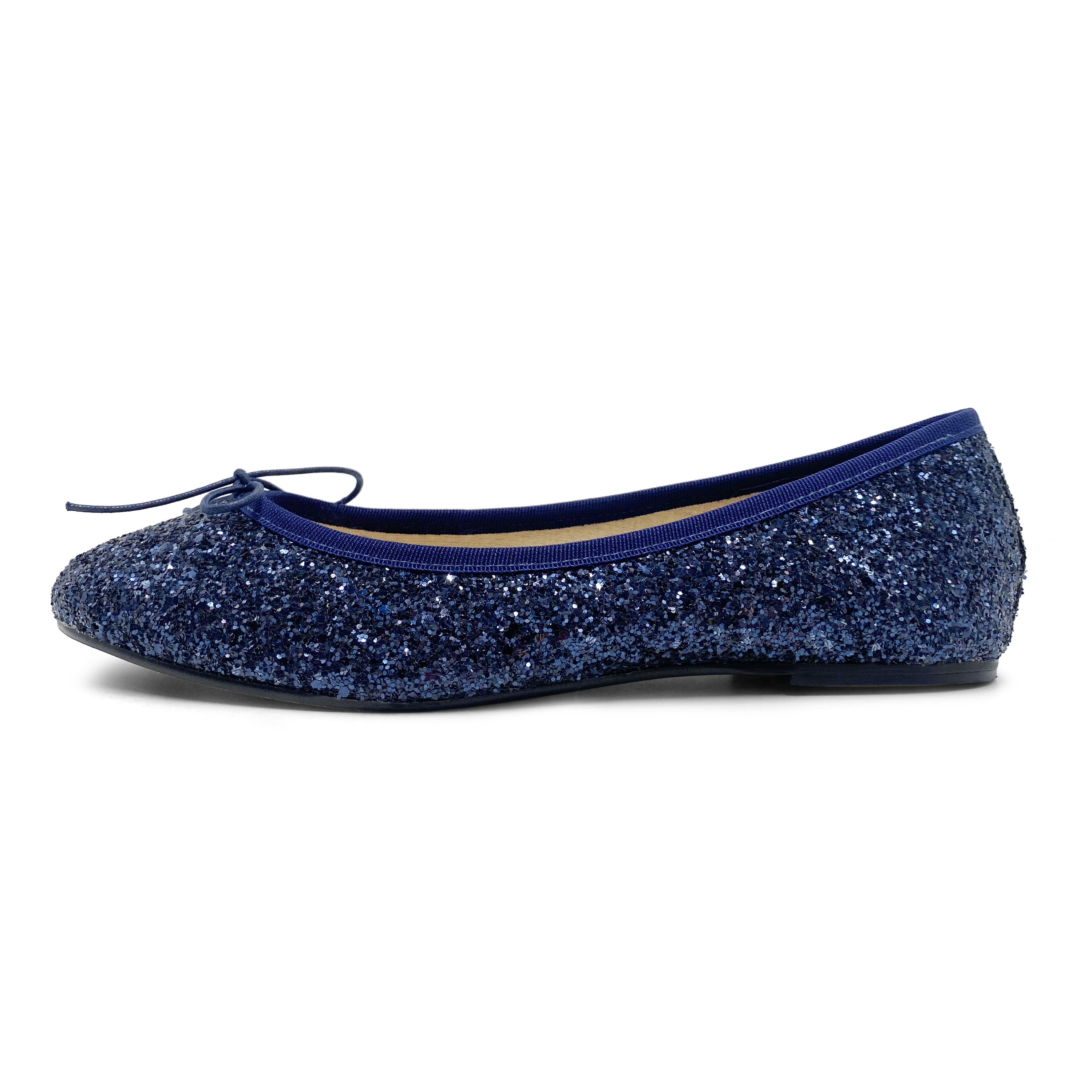 Colección TT GO GREEN - Bailarinas de purpurina azul en tejido ECO