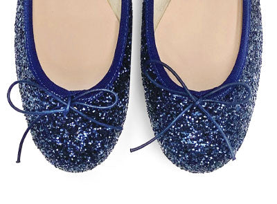 Colección TT GO GREEN - Bailarinas de purpurina azul en tejido ECO