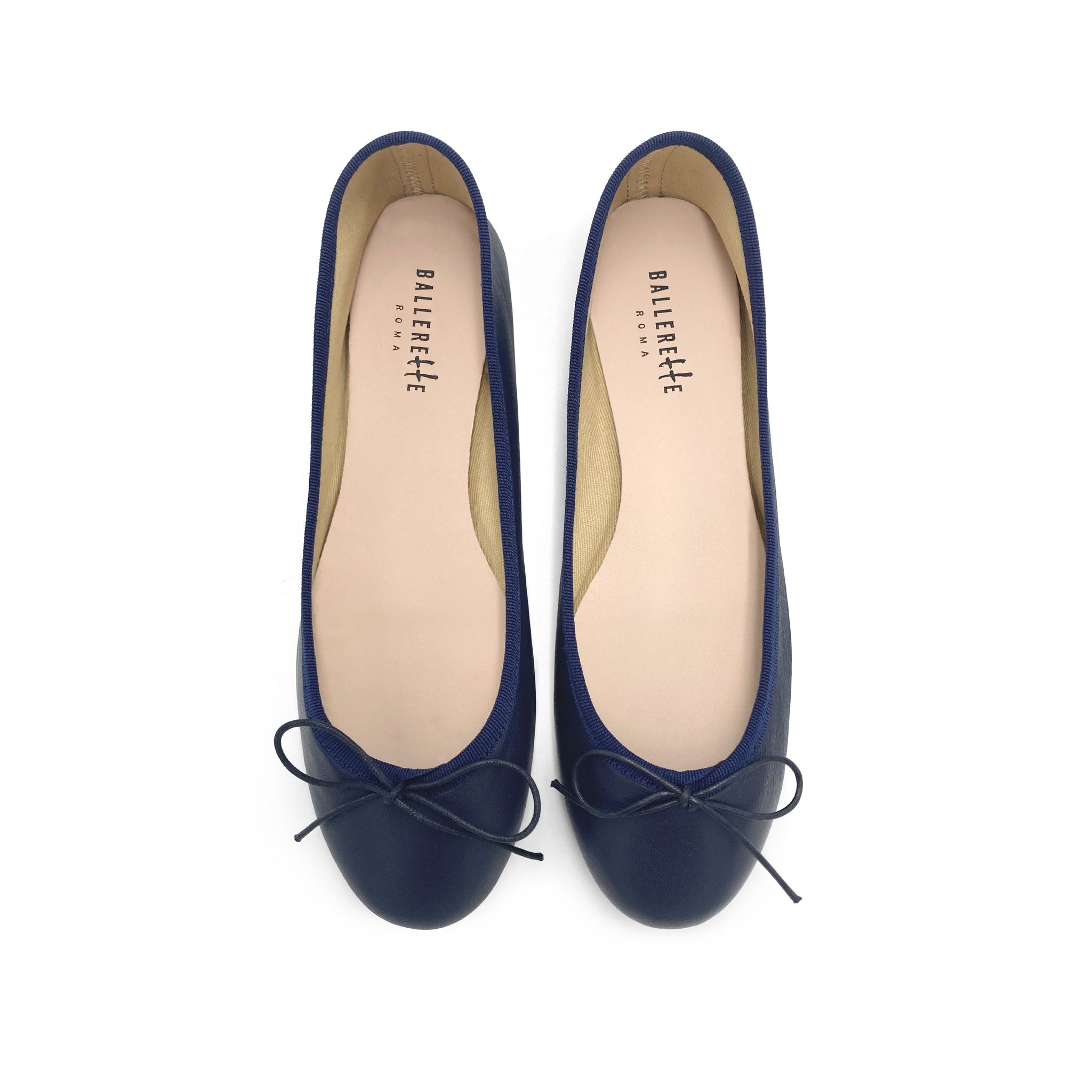 Navy blue leather ballet flats1
